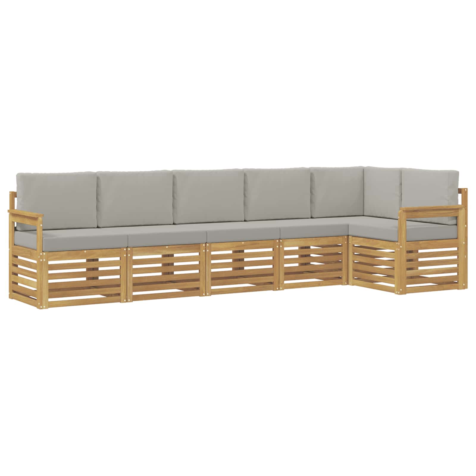 Buiten bankenset 6 pcs Wit en Lichtgrijs 306 x 128,5 x 73 cm – afbeelding 2