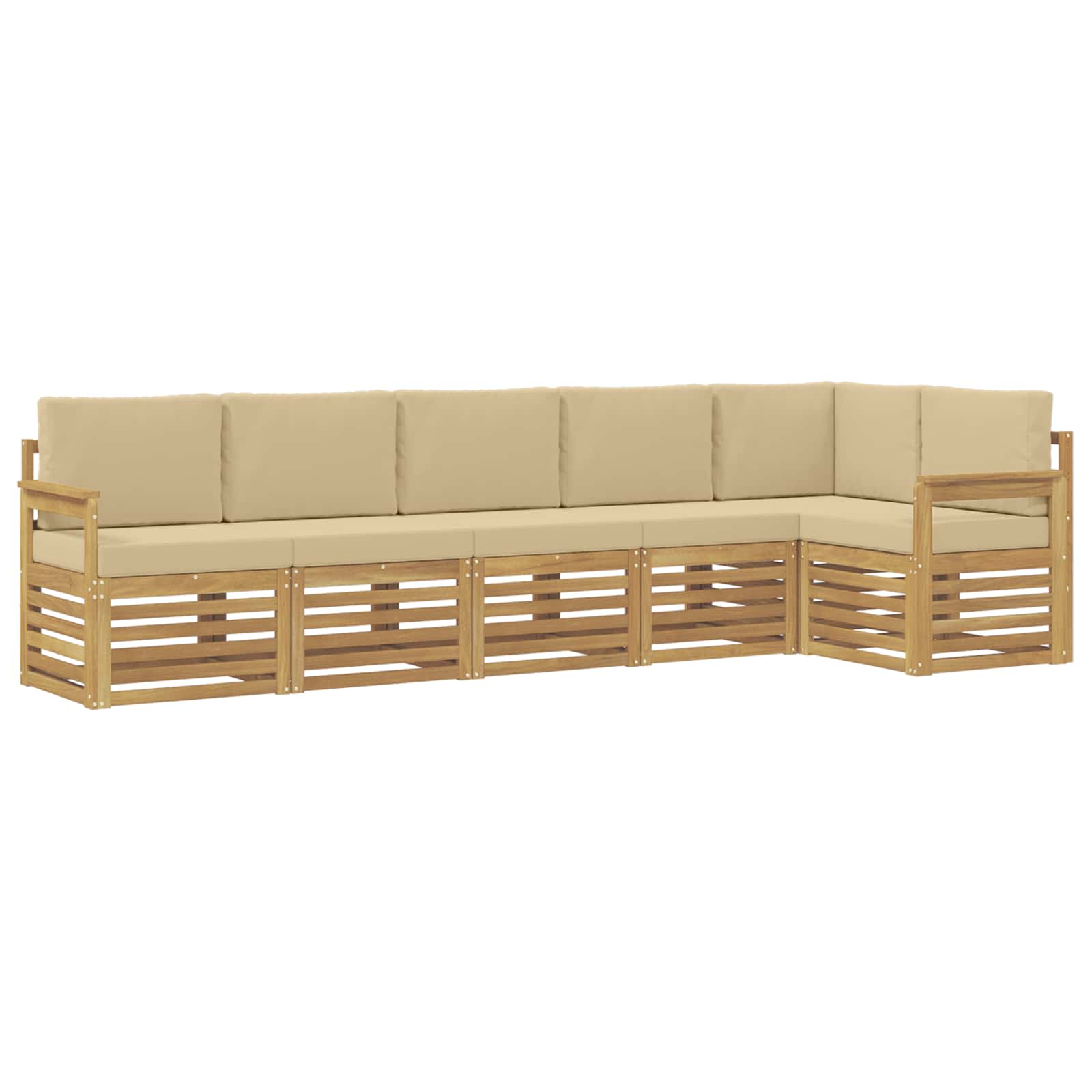 Buiten bankenset 6 pcs Wit en Beige 306 x 128,5 x 73 cm – afbeelding 2