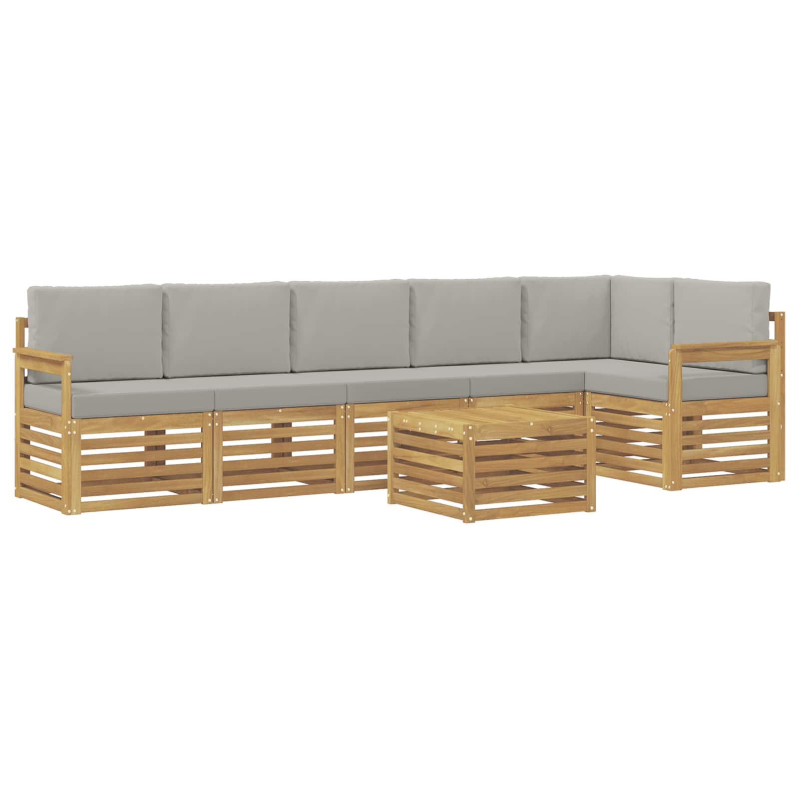 Buiten bankenset 7 pcs Wit en Lichtgrijs 59 x 59 x 37 cm – afbeelding 2