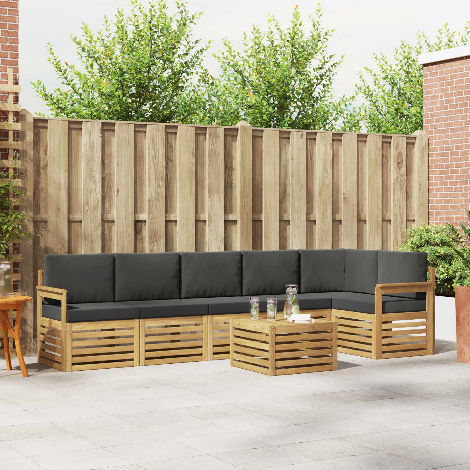 Buiten bankenset 7 pcs Wit en antracietkleurig 59 x 59 x 37 cm – afbeelding 1