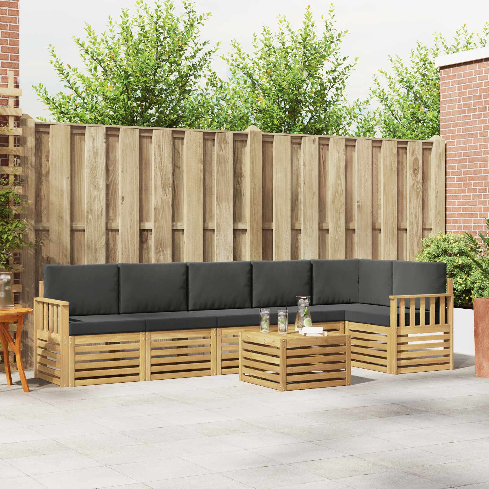 Buiten bankenset 7 pcs Wit en antracietkleurig 59 x 59 x 37 cm – afbeelding 1