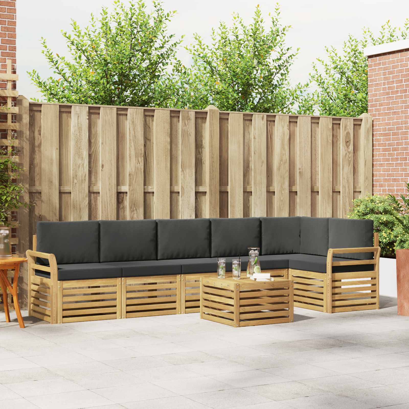 Buiten bankenset 7 pcs Wit en antracietkleurig 59 x 59 x 37 cm – afbeelding 1