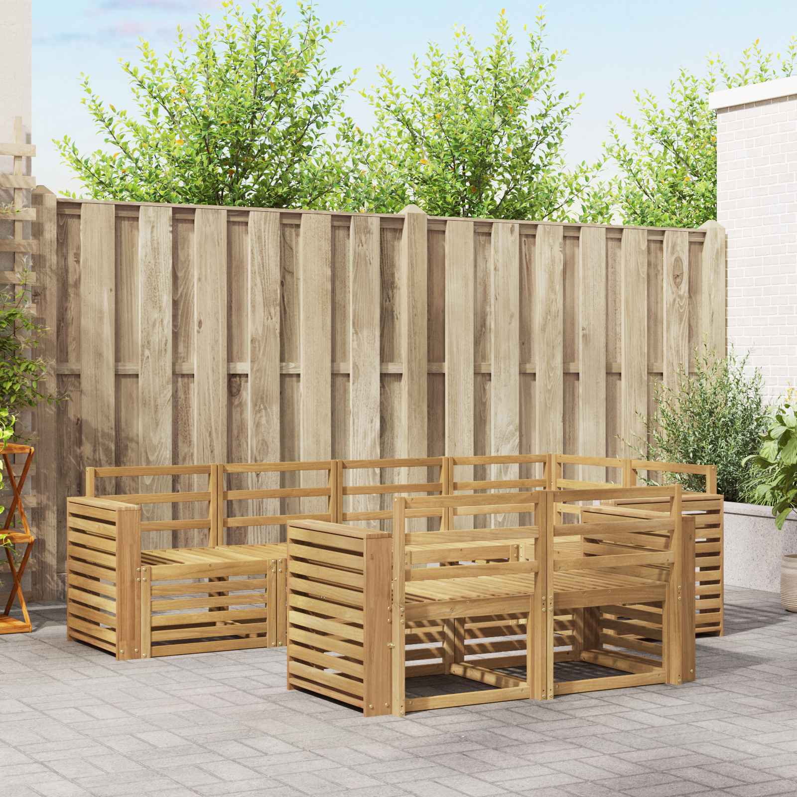 Buiten bankenset 7 pcs Wit 251 x 132,5 x 73 cm – afbeelding 1