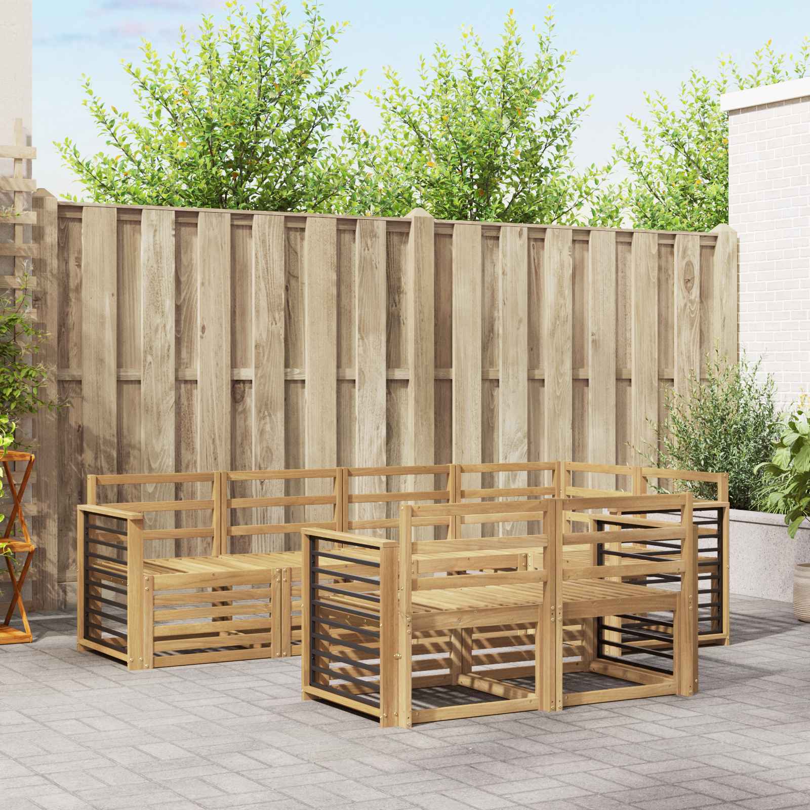 Buiten bankenset 7 pcs Wit 247 x 128,5 x 73 cm – afbeelding 1
