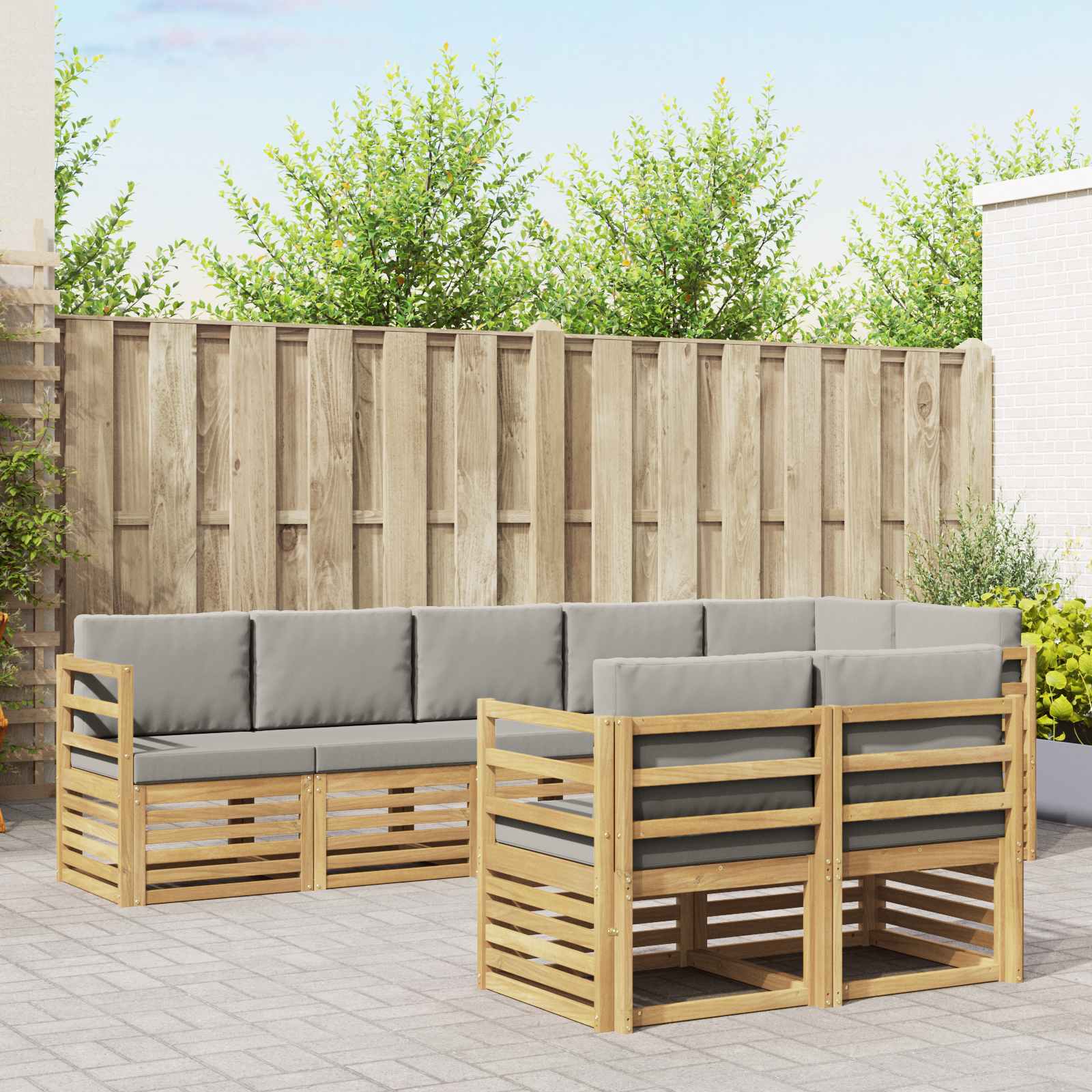 Buiten bankenset 8 pcs Wit en Lichtgrijs 304 x 126,5 x 73 cm