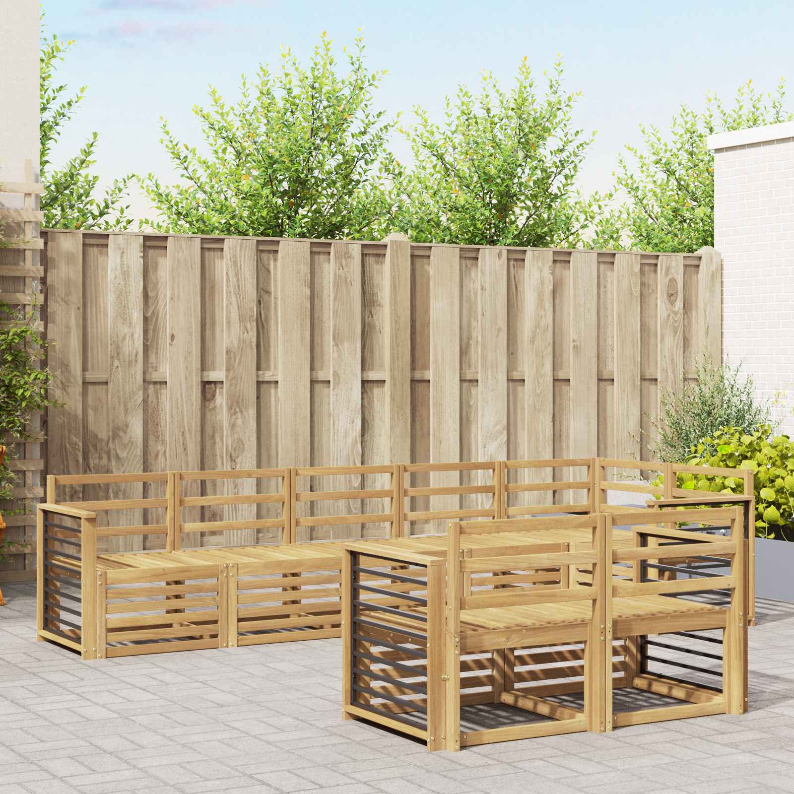Buiten bankenset 8 pcs Wit 306 x 128,5 x 73 cm – afbeelding 1