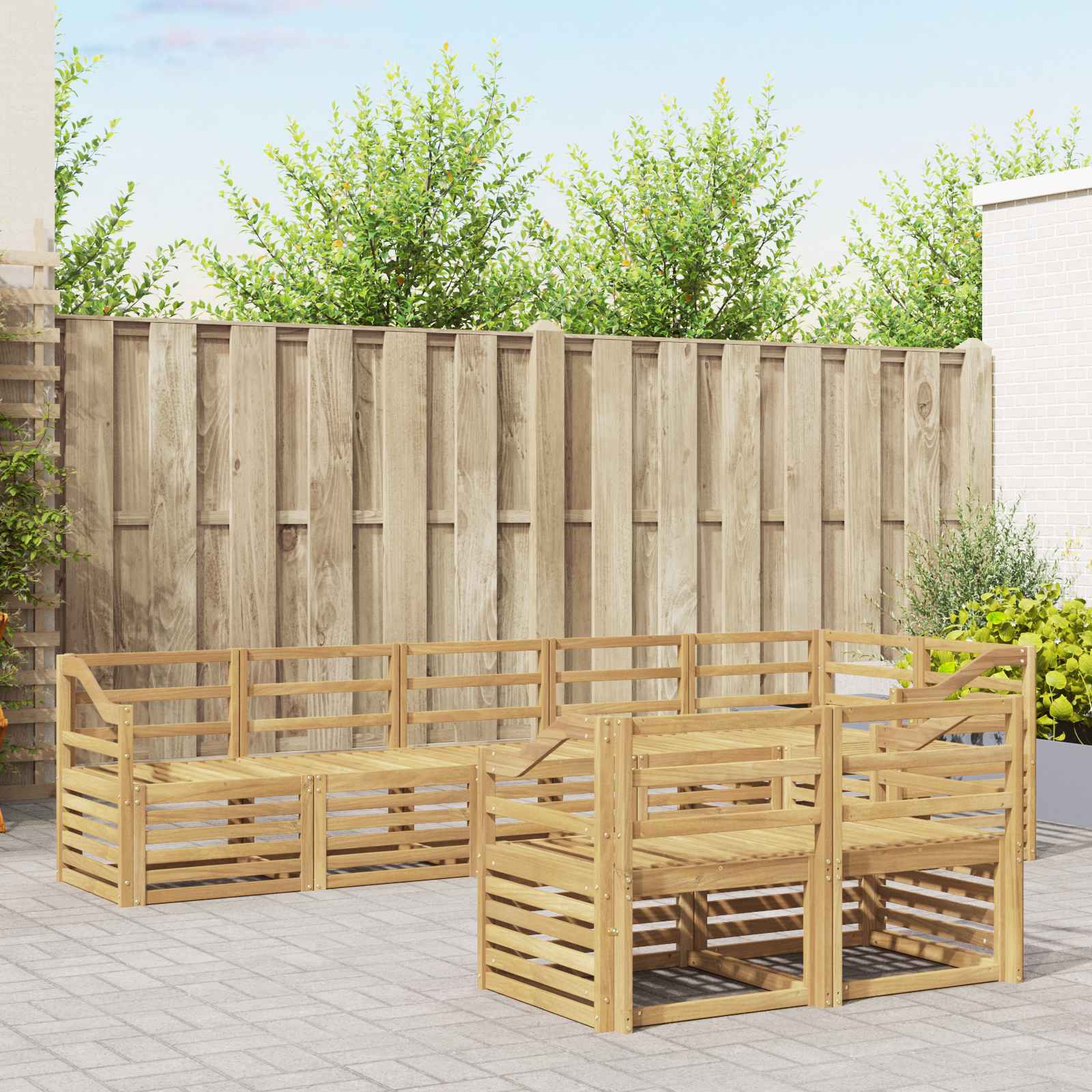 Buiten bankenset 8 pcs Wit 304 x 126,5 x 73 cm