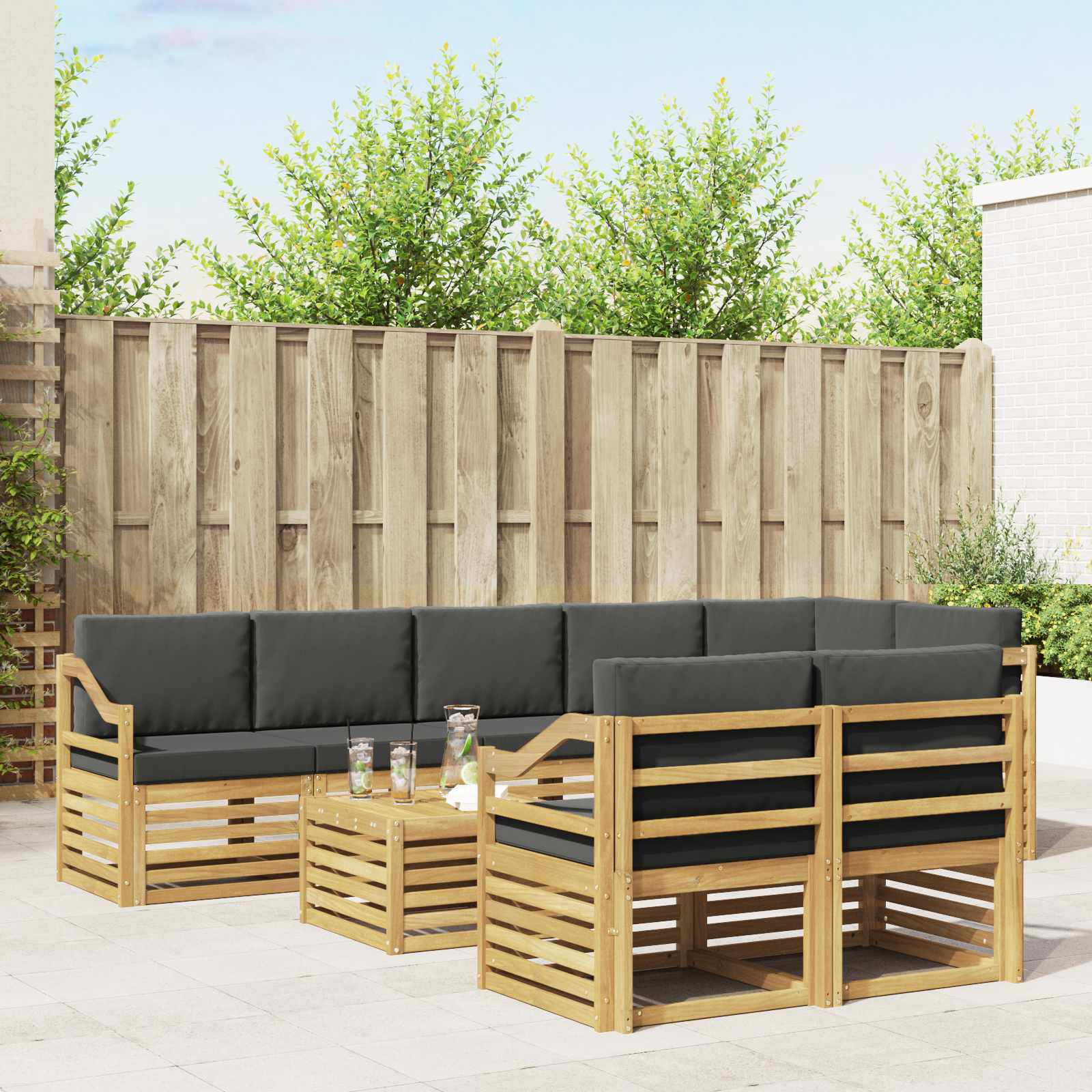 Buiten bankenset 8 pcs Wit en antracietkleurig 59 x 59 x 37 cm