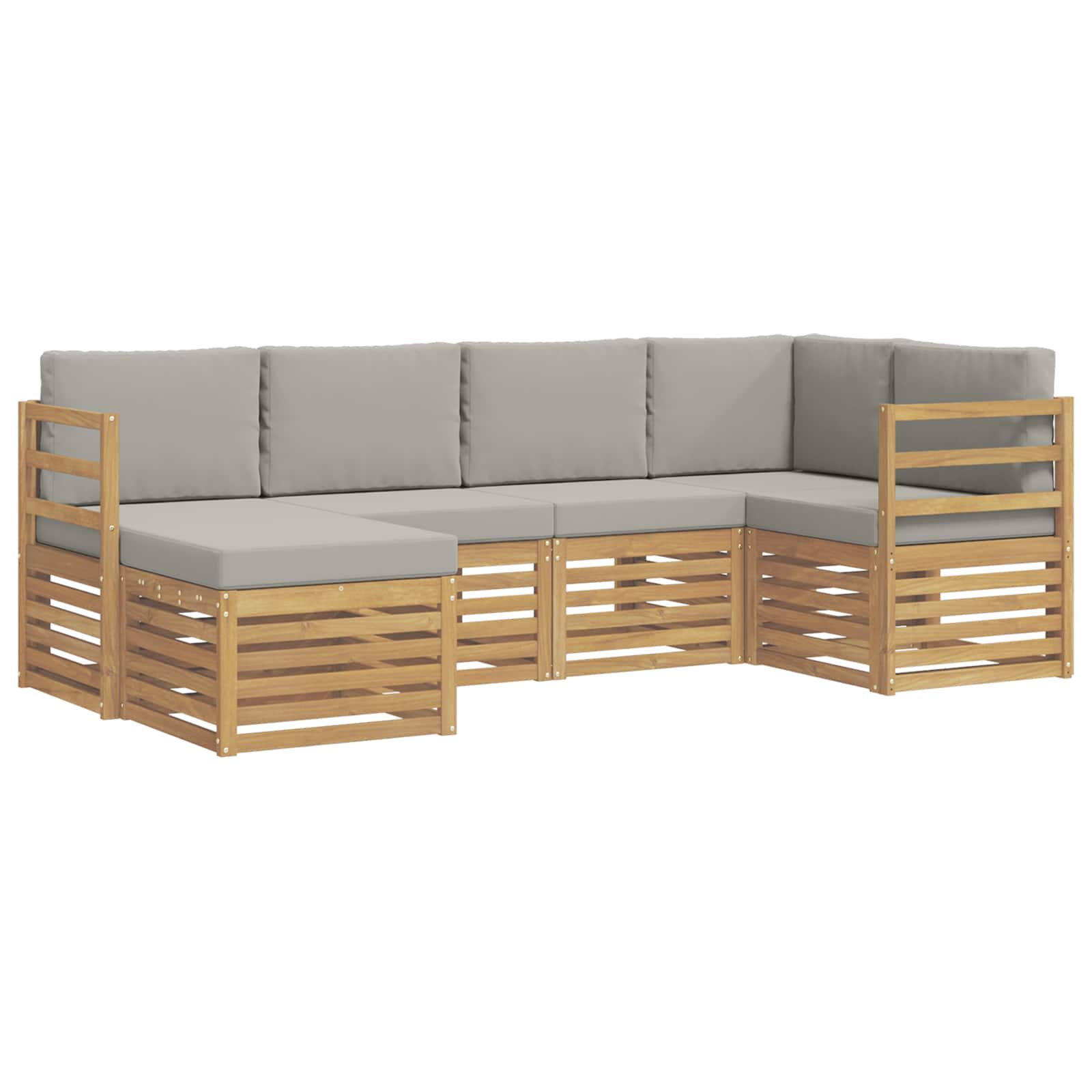 Buiten bankenset 6 pcs Wit en Lichtgrijs Polyester – afbeelding 2