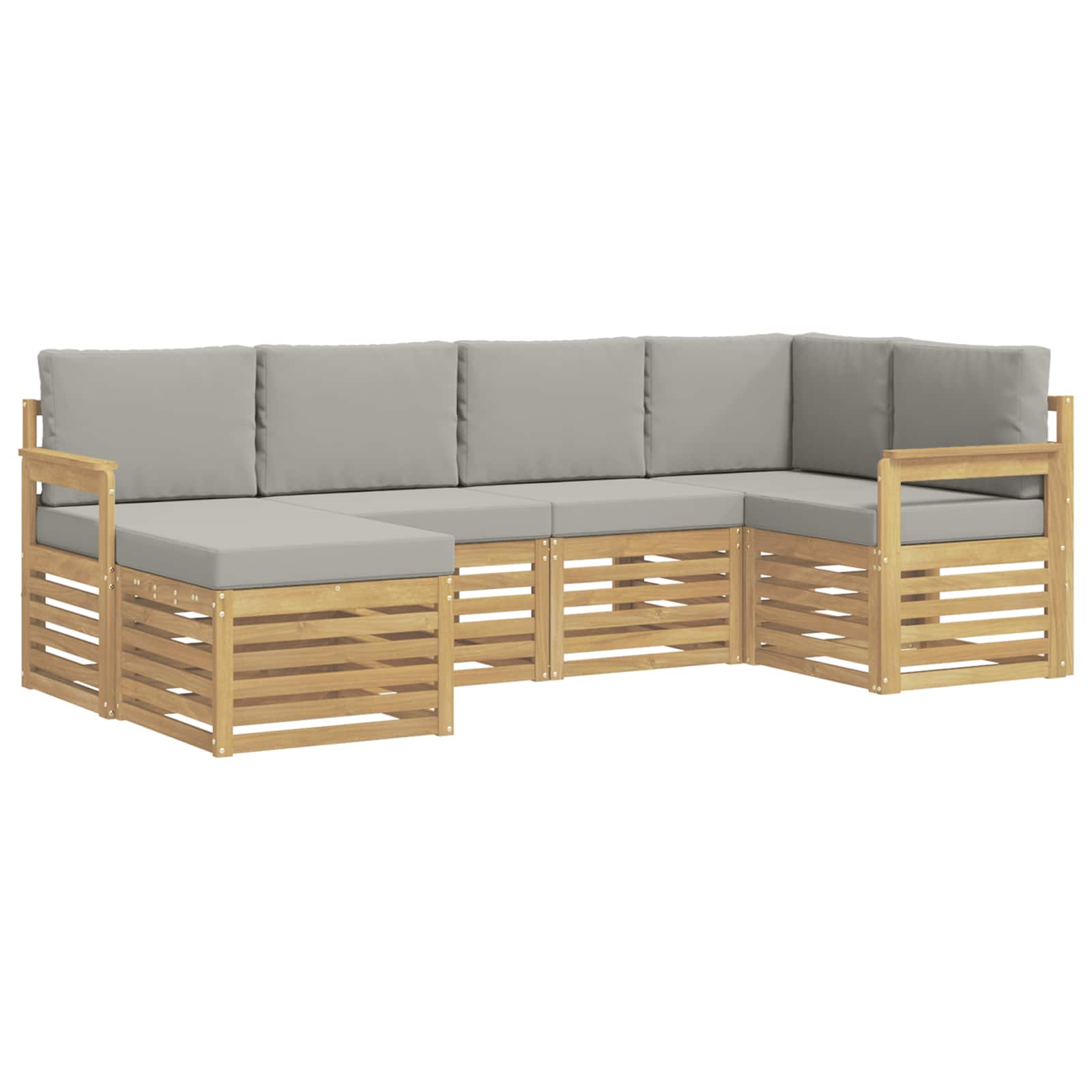 Buiten bankenset 6 pcs Wit en Lichtgrijs 247 x 128,5 x 73 cm – afbeelding 2