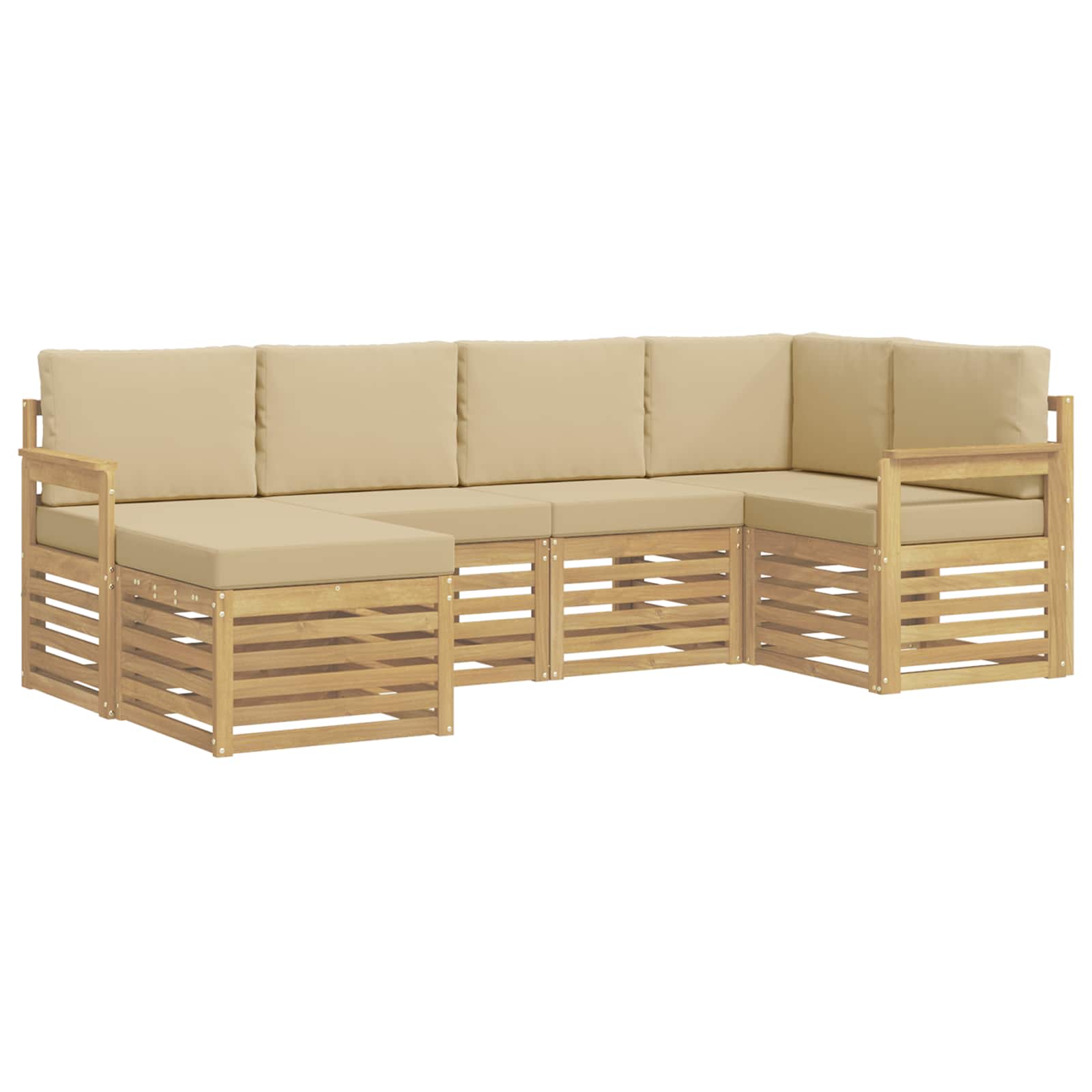Buiten bankenset 6 pcs Wit en Beige 247 x 128,5 x 73 cm – afbeelding 2
