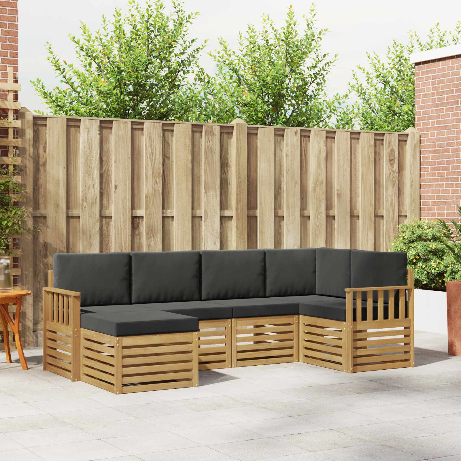 Buiten bankenset 6 pcs Wit en antracietkleurig Polyester – afbeelding 1