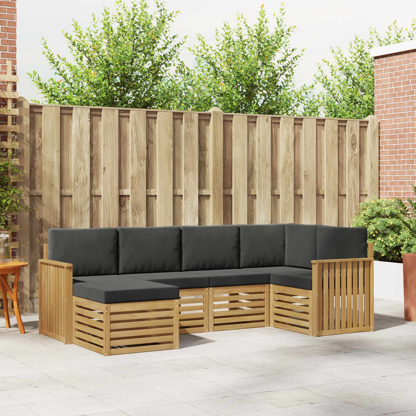 Buiten bankenset 6 pcs Wit en antracietkleurig Polyester – afbeelding 1
