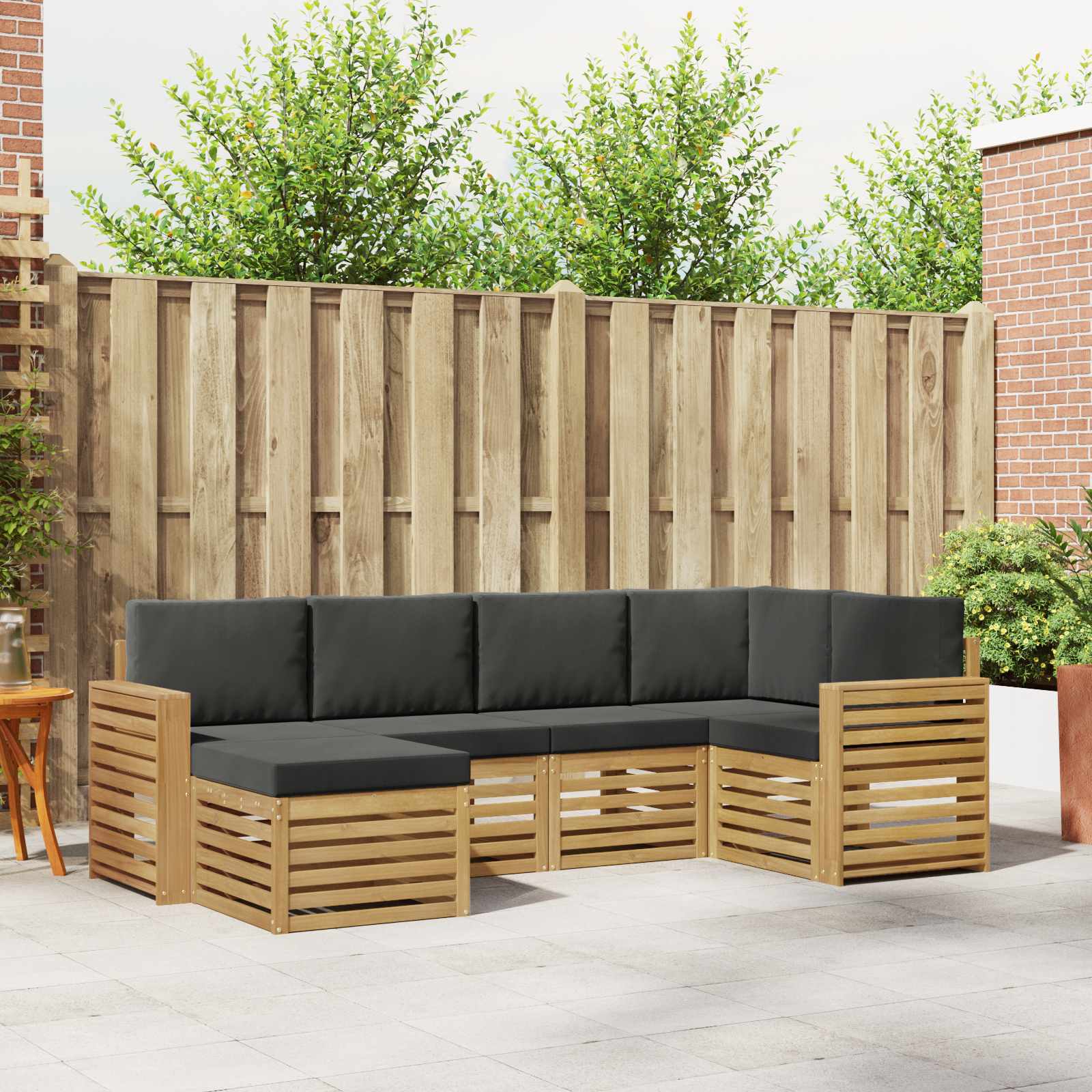 Buiten bankenset 6 pcs Wit en antracietkleurig Polyester – afbeelding 1
