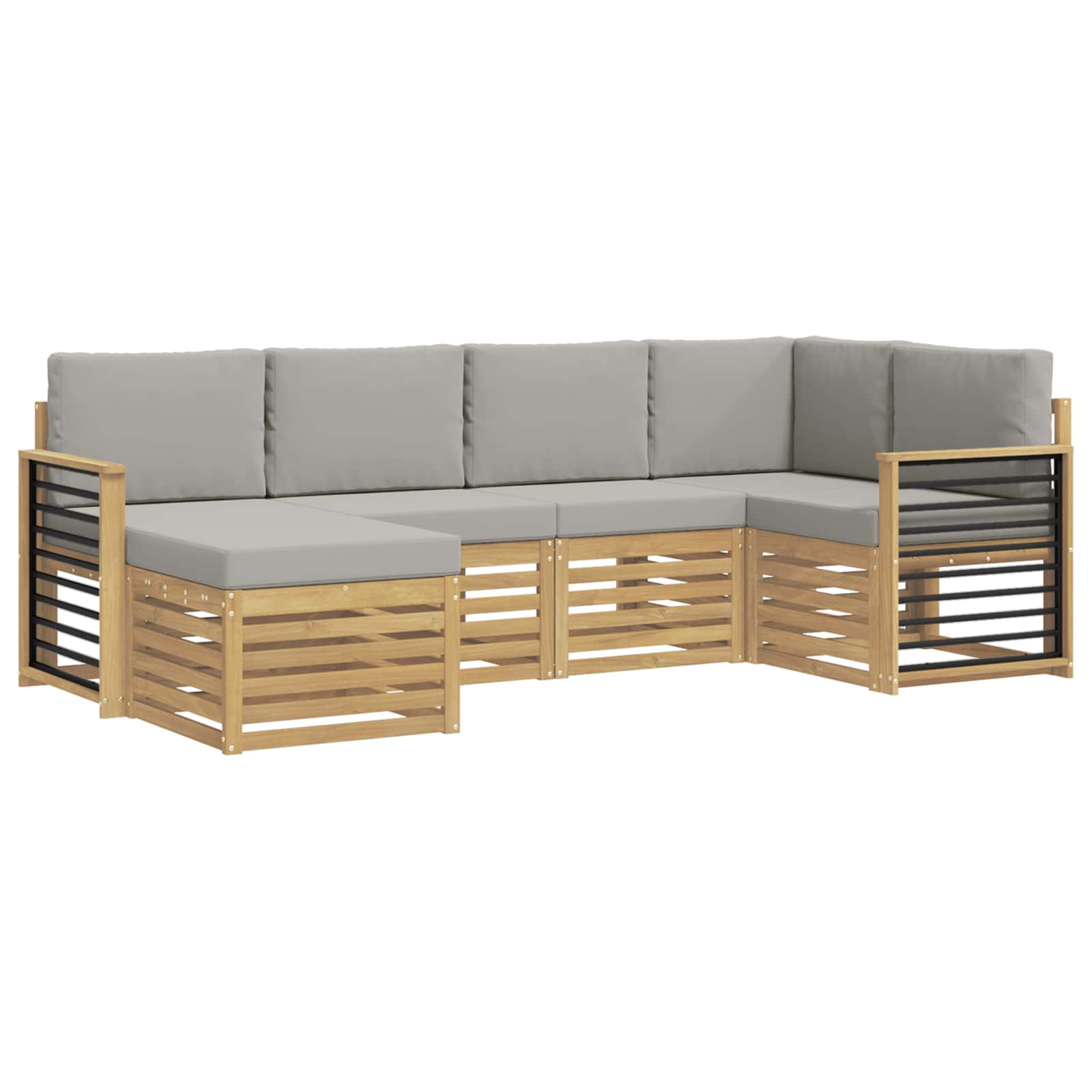 Buiten bankenset 6 pcs Wit en Lichtgrijs Polyester – afbeelding 2