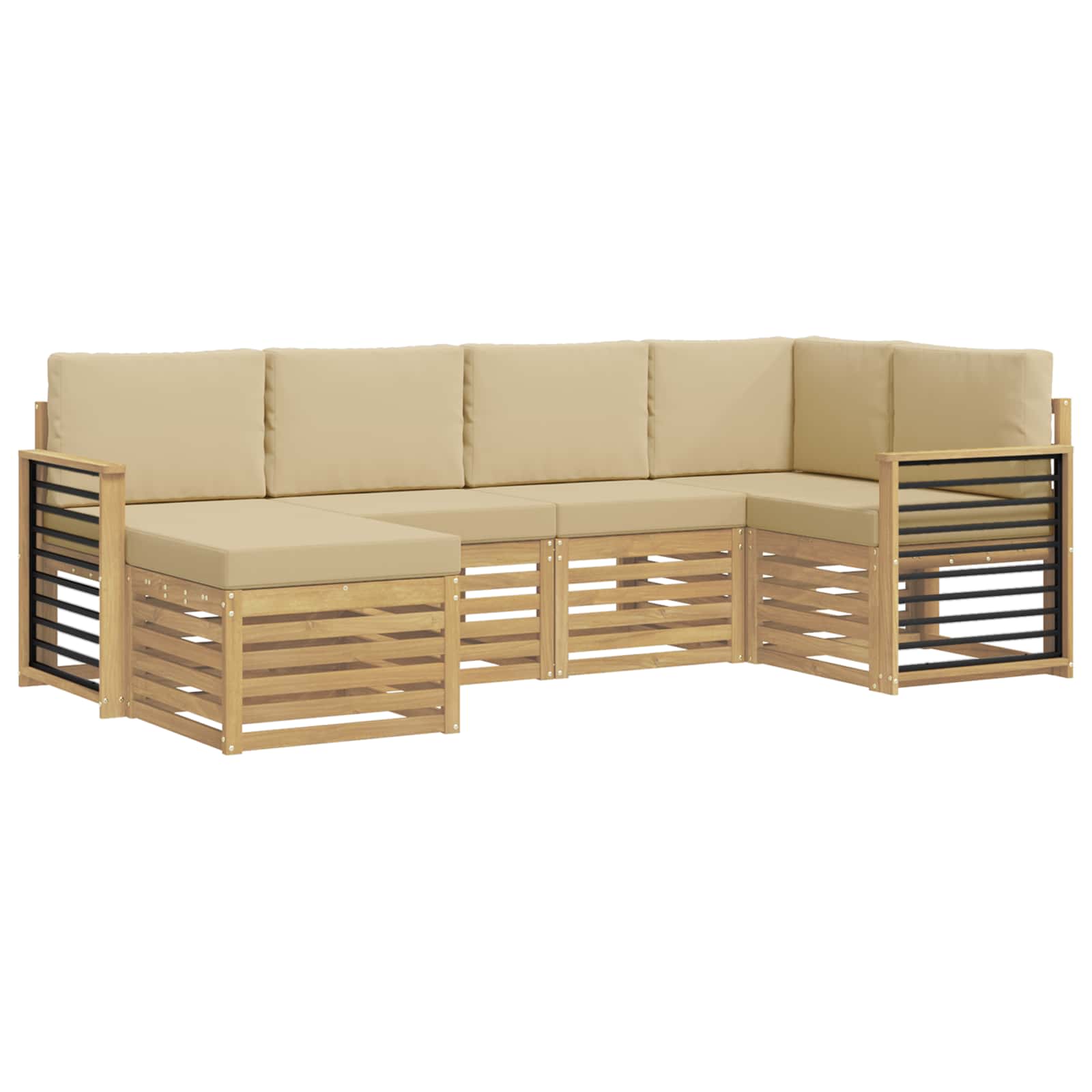 Buiten bankenset 6 pcs Wit en Beige Polyester – afbeelding 2
