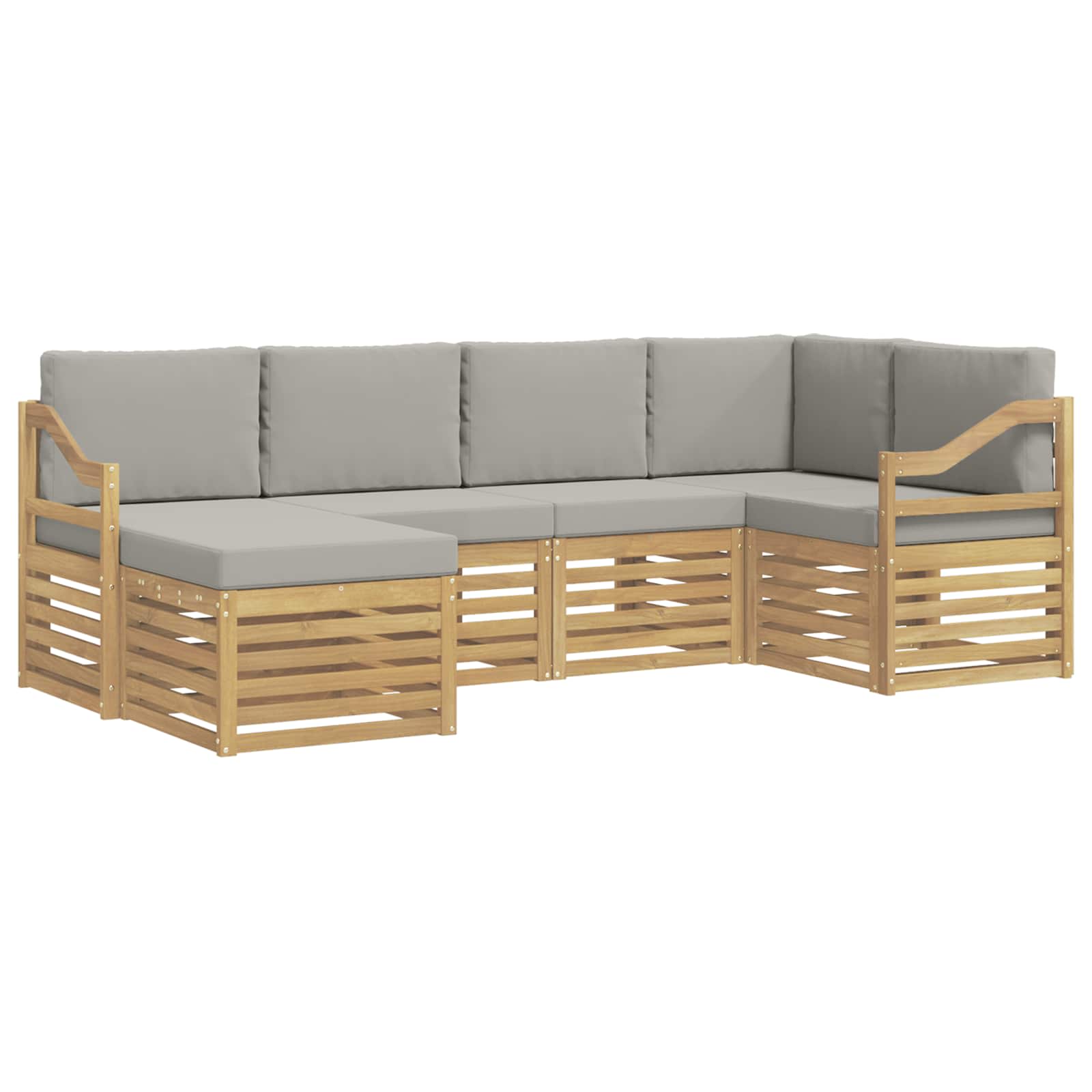 Buiten bankenset 6 pcs Wit en Lichtgrijs Polyester – afbeelding 2