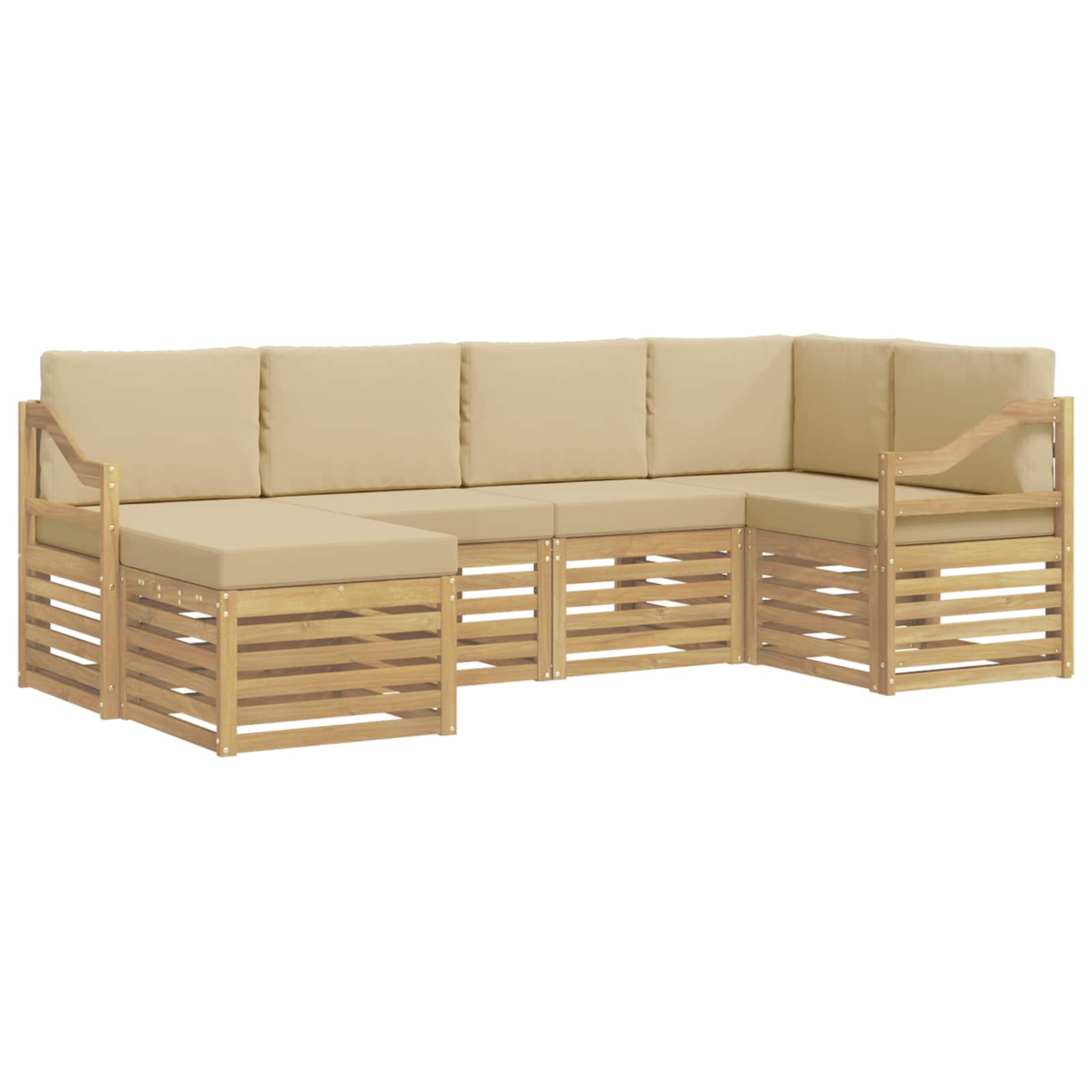 Buiten bankenset 6 pcs Wit en Beige Polyester – afbeelding 2