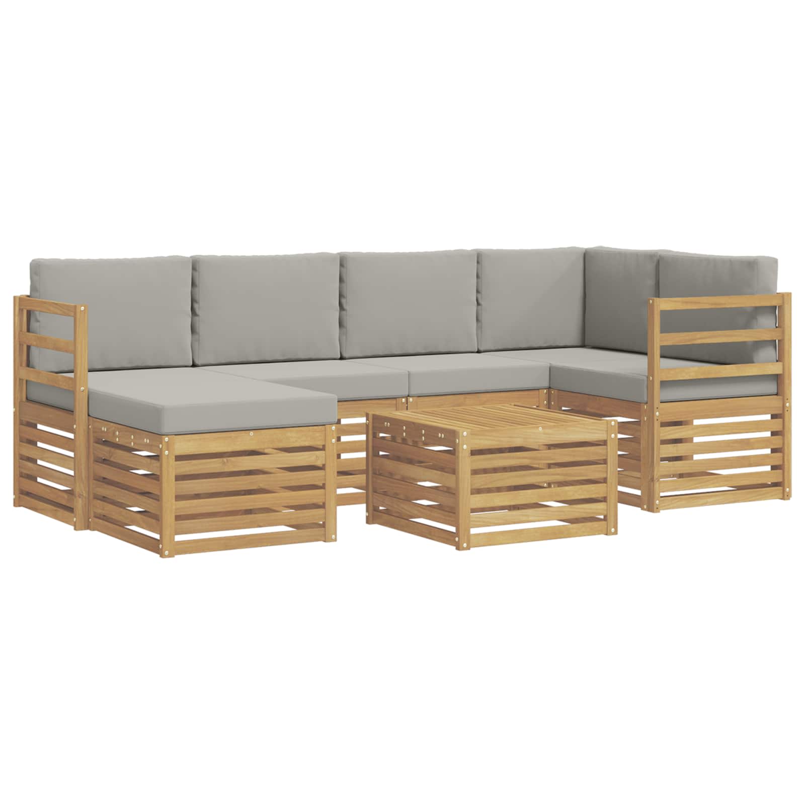 Buiten bankenset 7 pcs Wit en Lichtgrijs Polyester – afbeelding 2