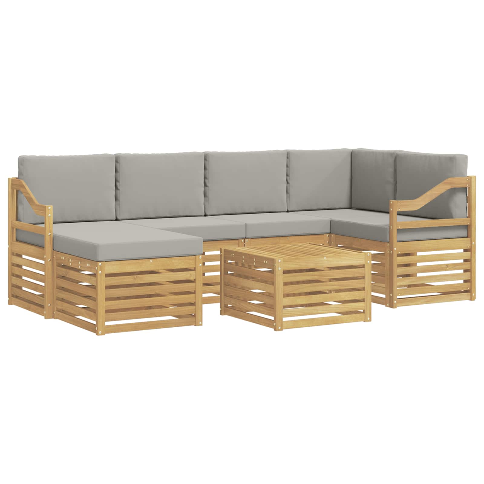 Buiten bankenset 7 pcs Wit en Lichtgrijs Polyester – afbeelding 2