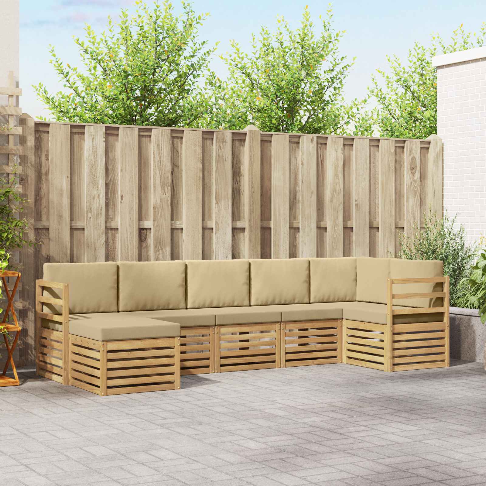 Buiten bankenset 7 pcs Wit en Beige