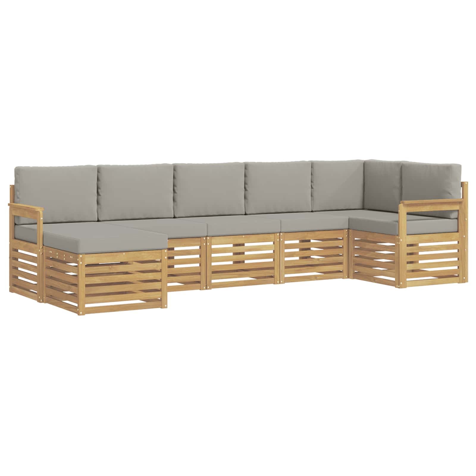 Buiten bankenset 6 pcs Wit en Lichtgrijs 306 x 128,5 x 73 cm – afbeelding 2