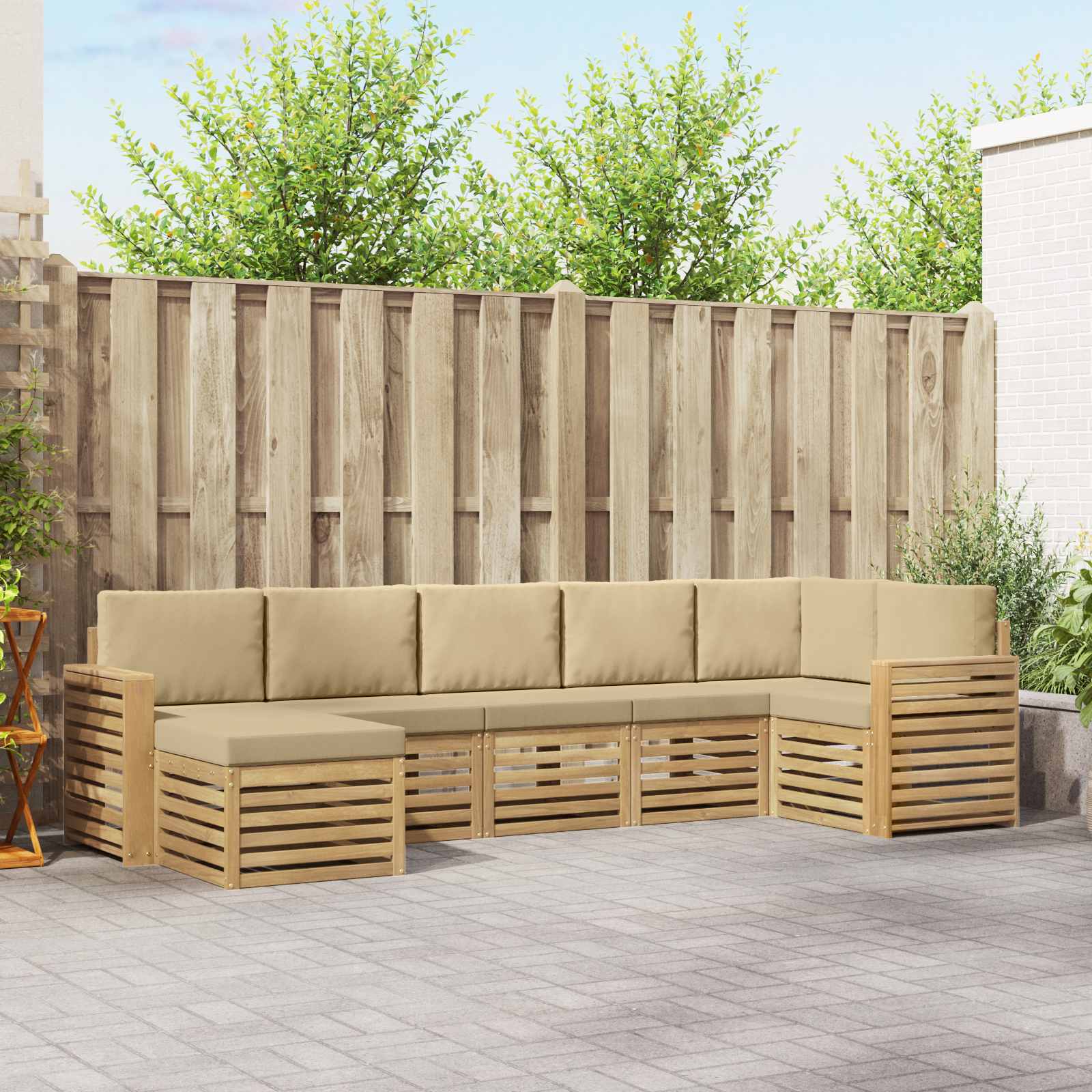Buiten bankenset 7 pcs Wit en Beige
