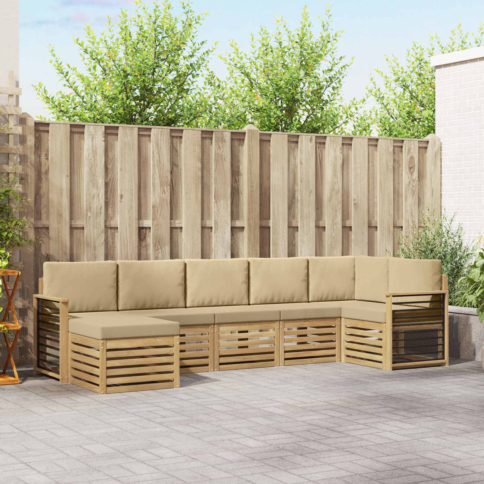 Buiten bankenset 7 pcs Wit en Beige – afbeelding 1