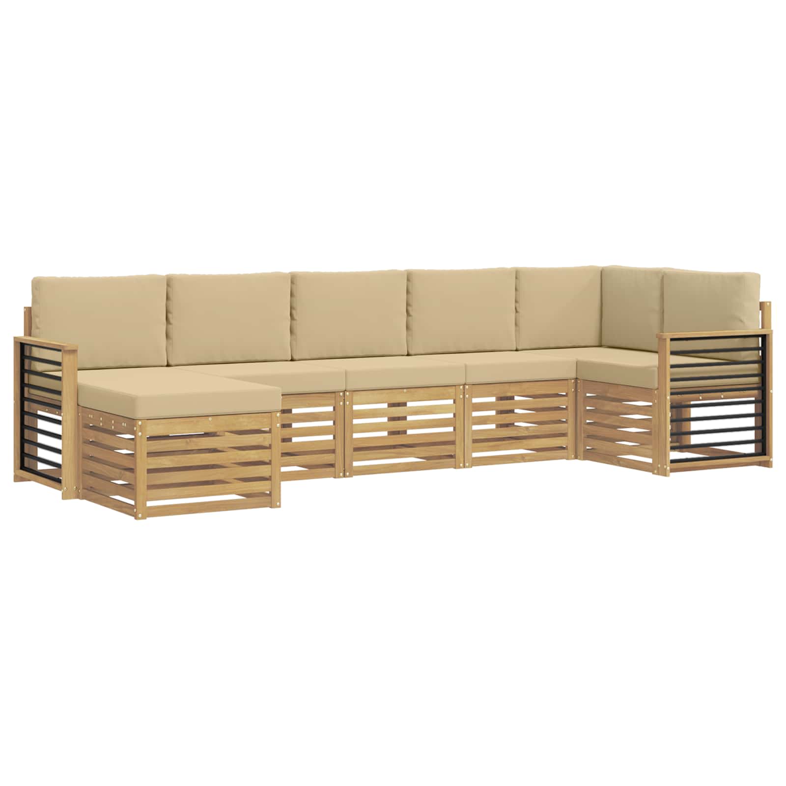 Buiten bankenset 7 pcs Wit en Beige – afbeelding 2