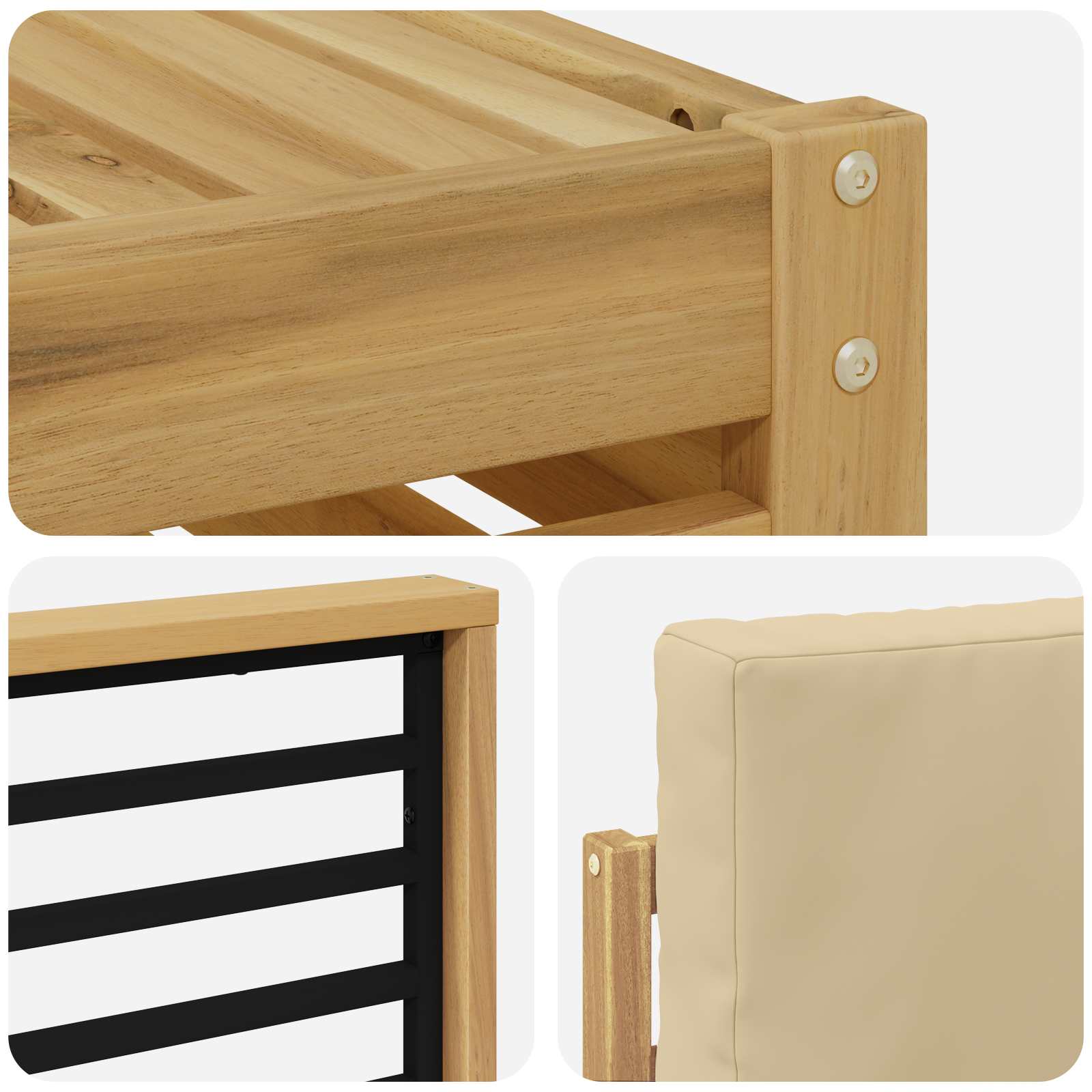 Buiten bankenset 7 pcs Wit en Beige – afbeelding 6