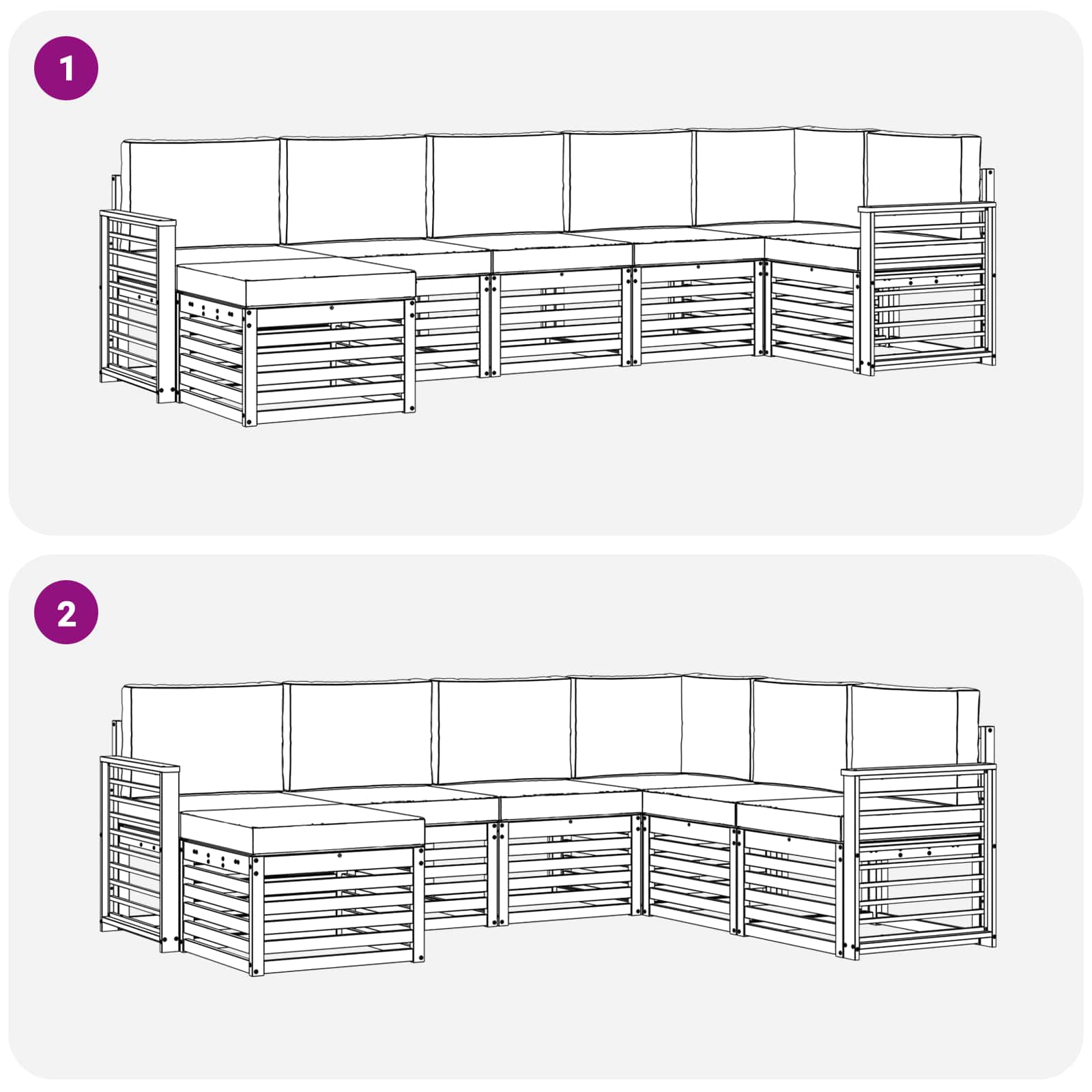 Buiten bankenset 7 pcs Wit en Beige – afbeelding 7