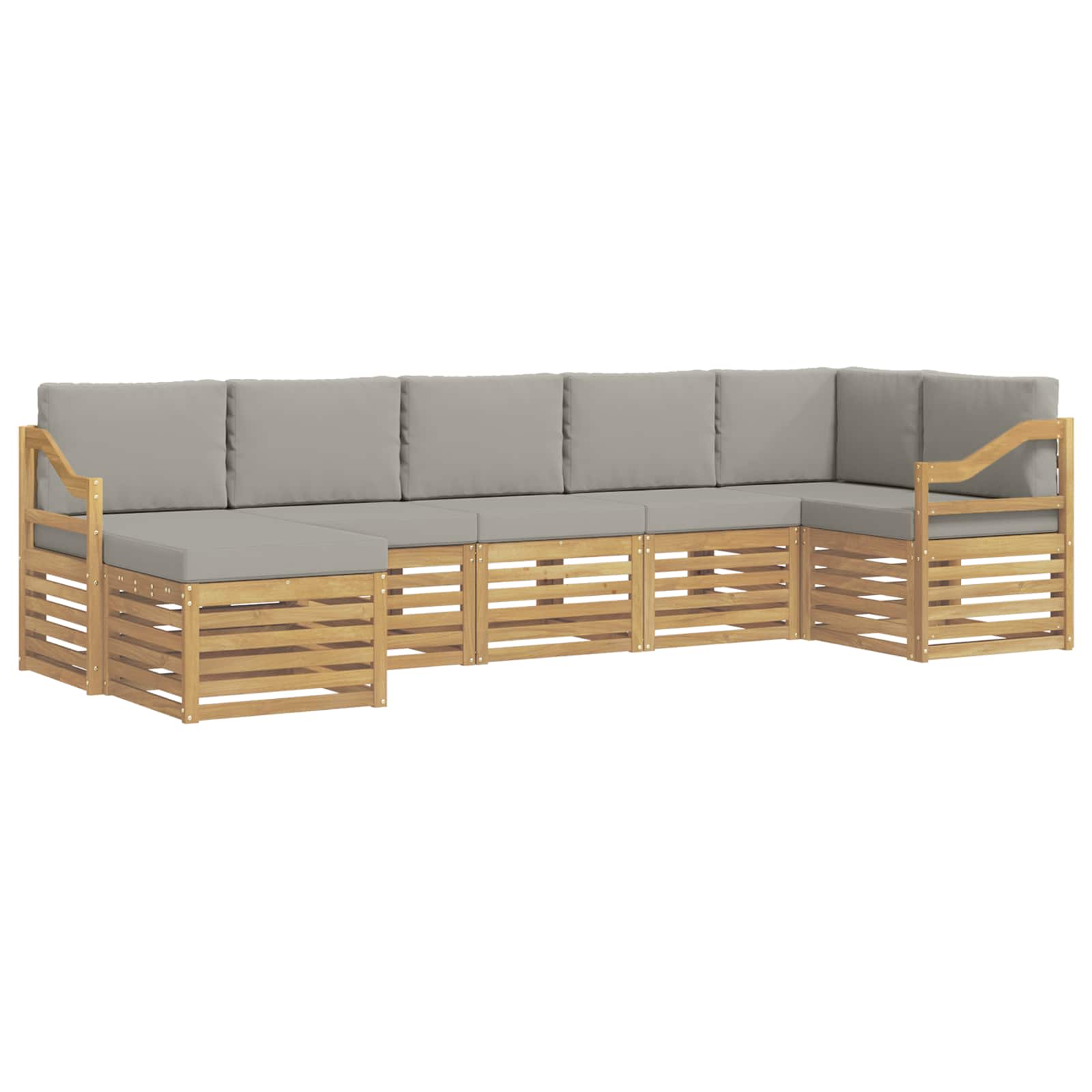 Buiten bankenset 7 pcs Wit en Lichtgrijs – afbeelding 2