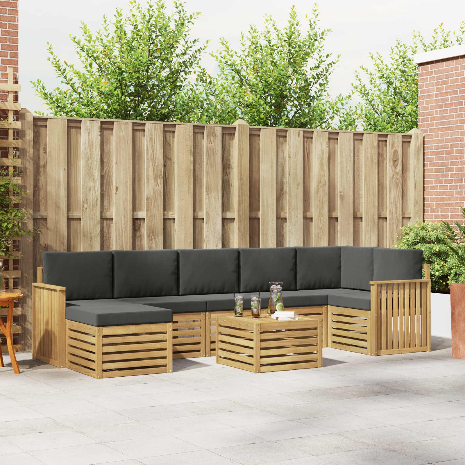 Buiten bankenset 8 pcs Wit en antracietkleurig 59 x 59 x 37 cm
