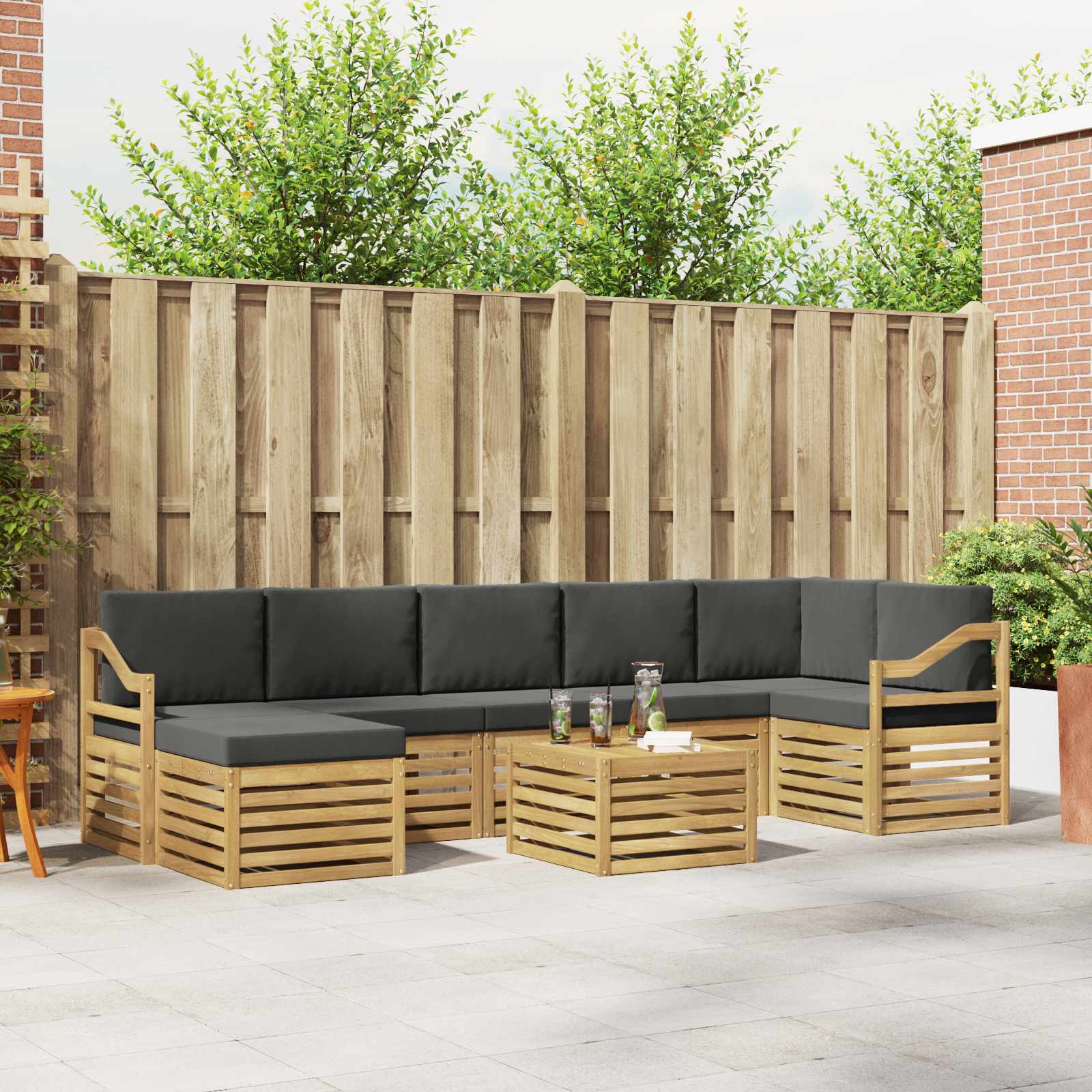 Buiten bankenset 8 pcs Wit en antracietkleurig 59 x 59 x 37 cm – afbeelding 1