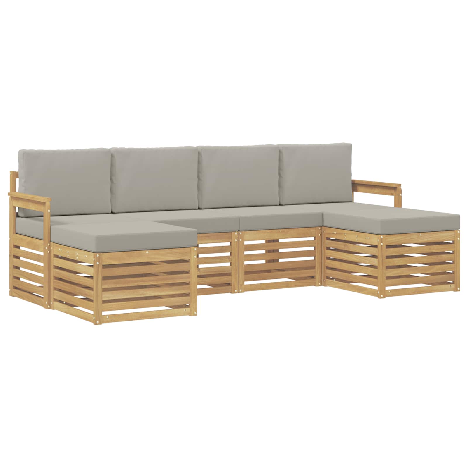 Buiten bankenset 5 pcs Wit en Lichtgrijs 249 x 122,5 x 73 cm – afbeelding 2