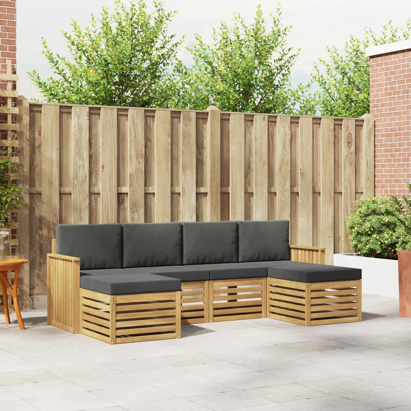 Buiten bankenset 6 pcs Wit en antracietkleurig