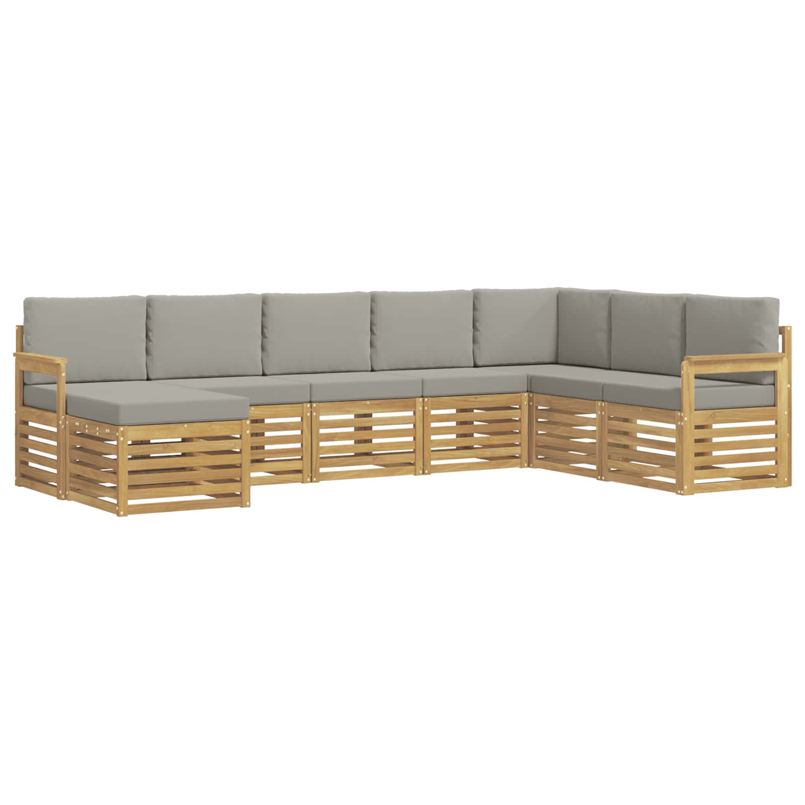 Buiten bankenset 6 pcs Wit en Lichtgrijs 306 x 128,5 x 73 cm – afbeelding 2