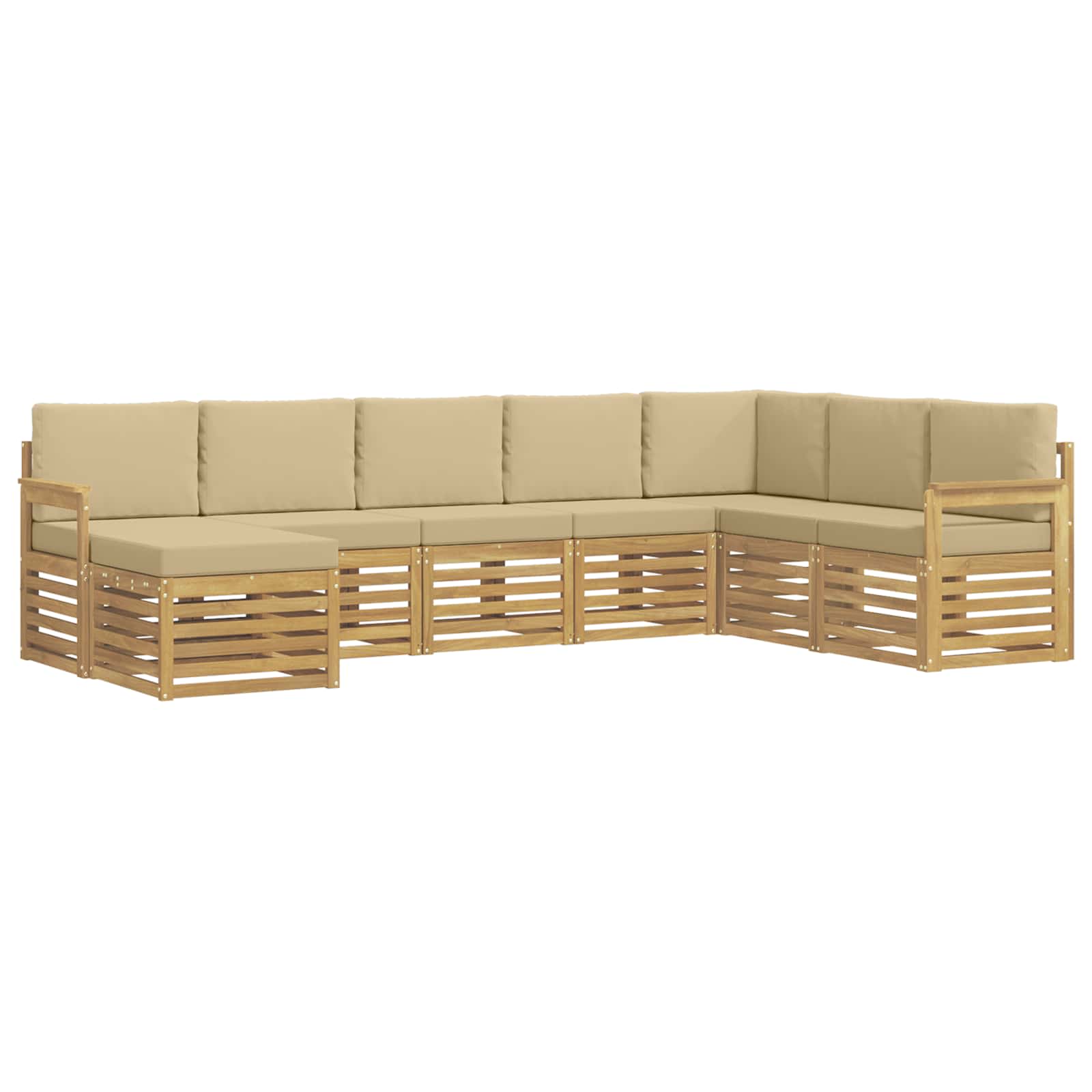 Buiten bankenset 6 pcs Wit en Beige 306 x 128,5 x 73 cm – afbeelding 2