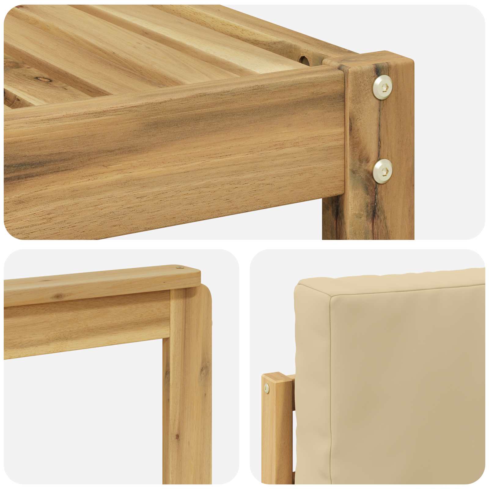 Buiten bankenset 6 pcs Wit en Beige 306 x 128,5 x 73 cm – afbeelding 6