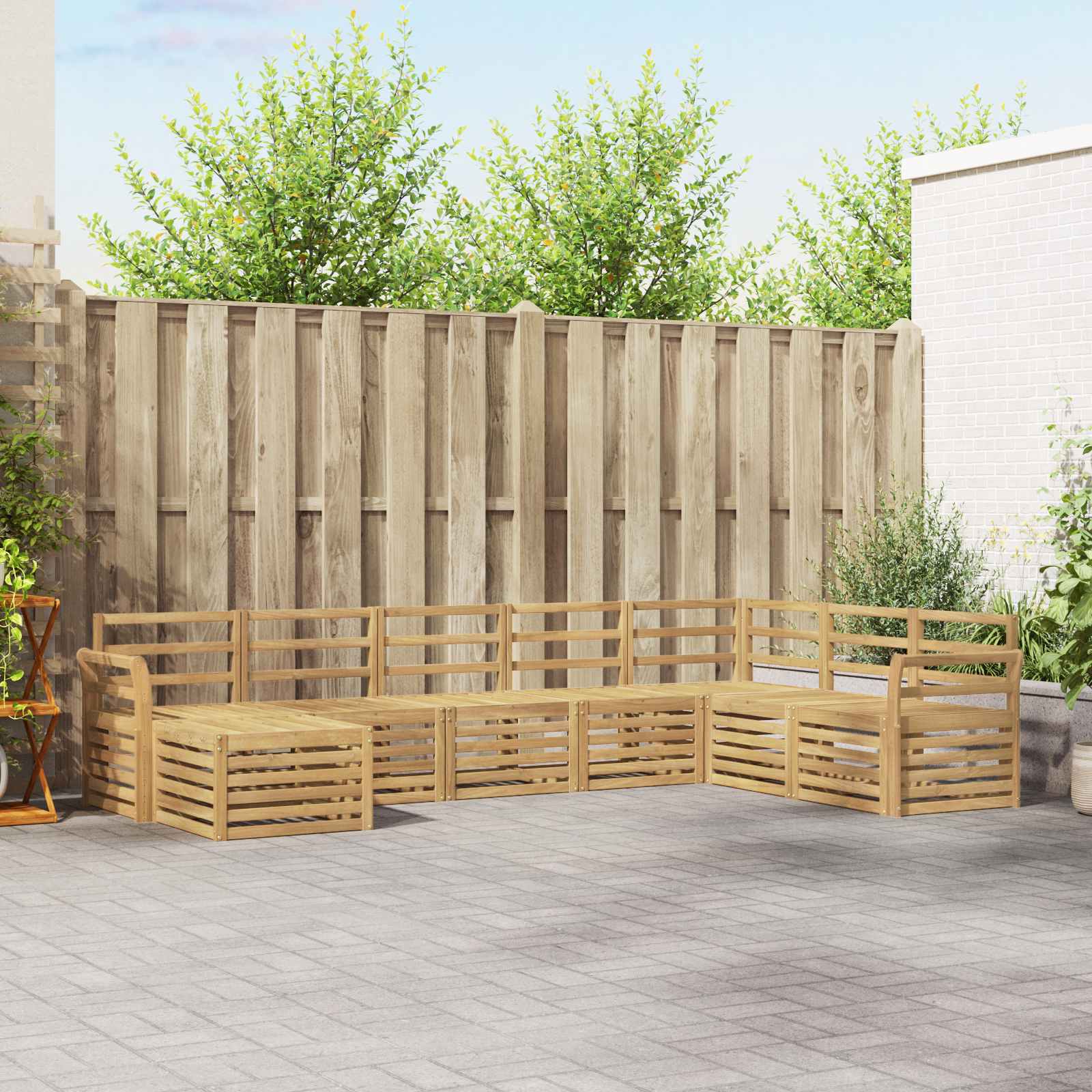Buiten bankenset 8 pcs Wit 308 x 190 x 73 cm Massief Acaciahout – afbeelding 1