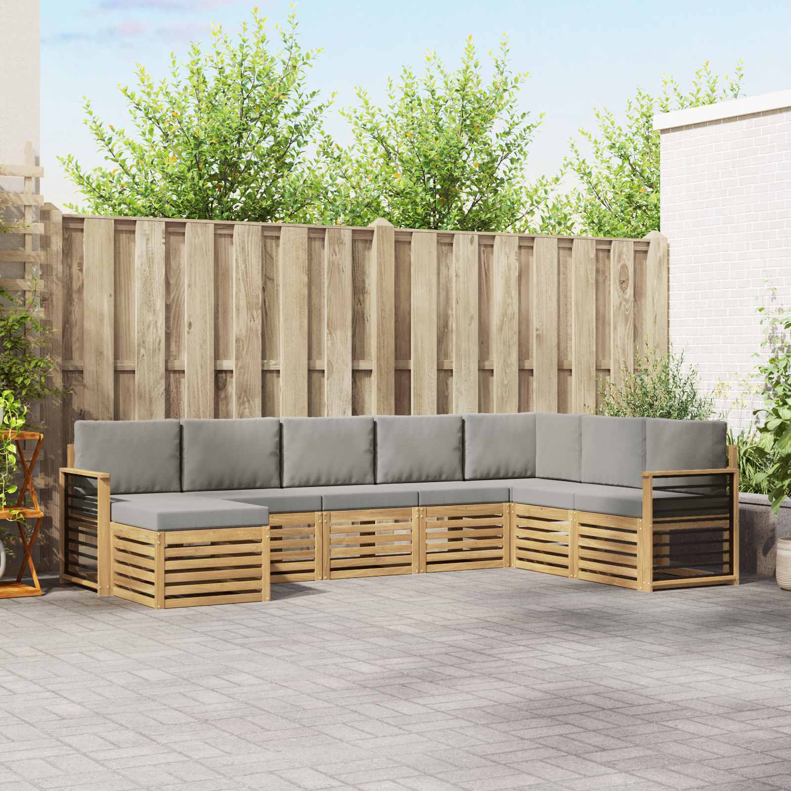 Buiten bankenset 8 pcs Wit en Lichtgrijs 306 x 187,5 x 73 cm