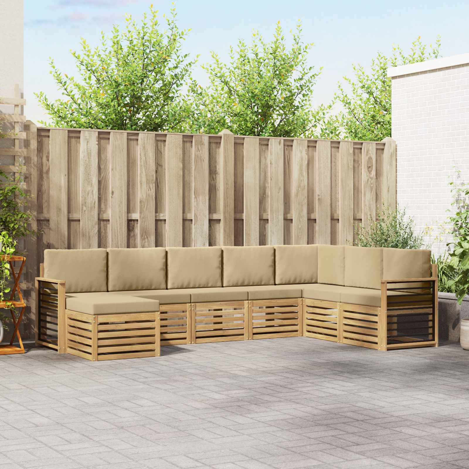 Buiten bankenset 8 pcs Wit en Beige 306 x 187,5 x 73 cm – afbeelding 1