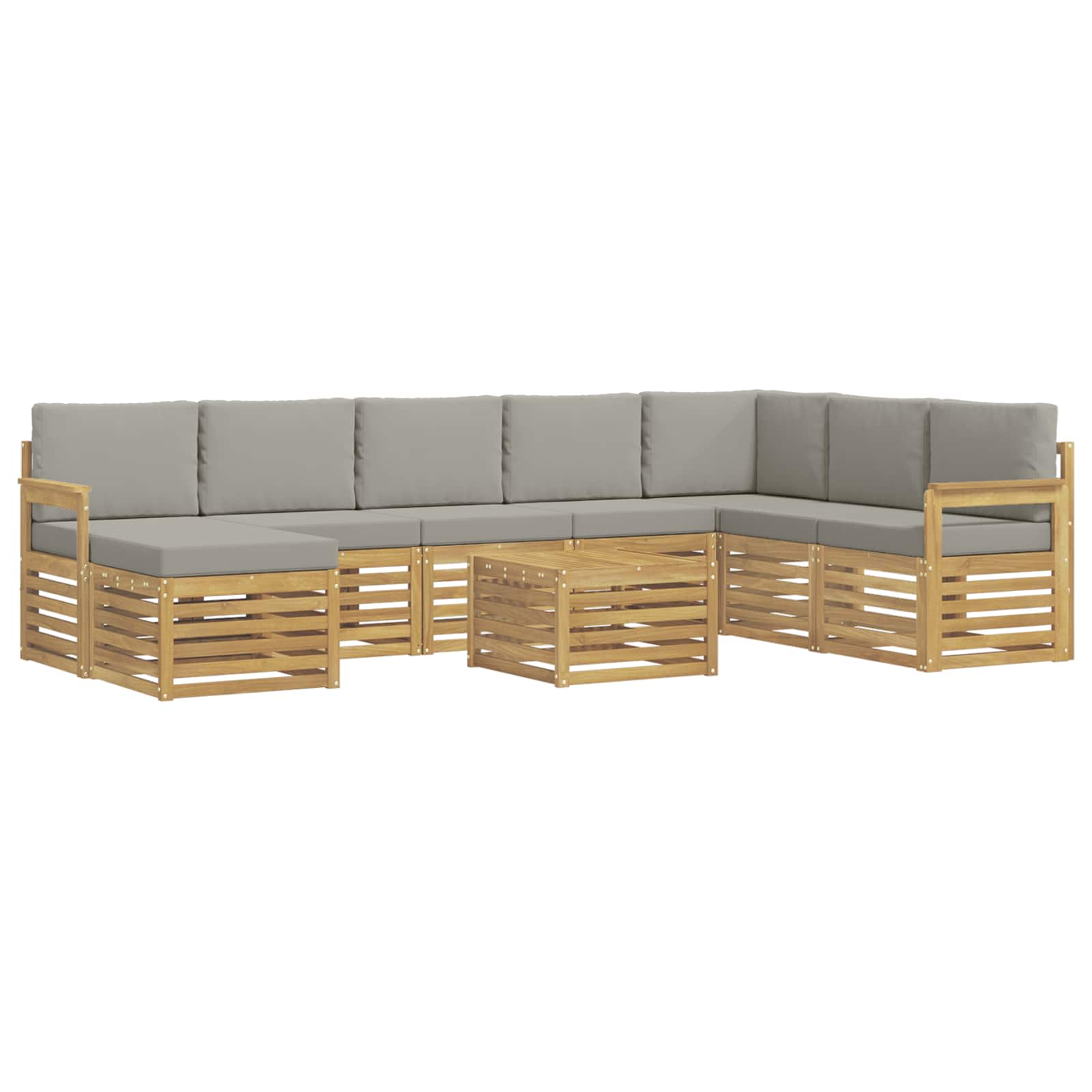 Buiten bankenset 7 pcs Wit en Lichtgrijs 59 x 59 x 37 cm – afbeelding 2