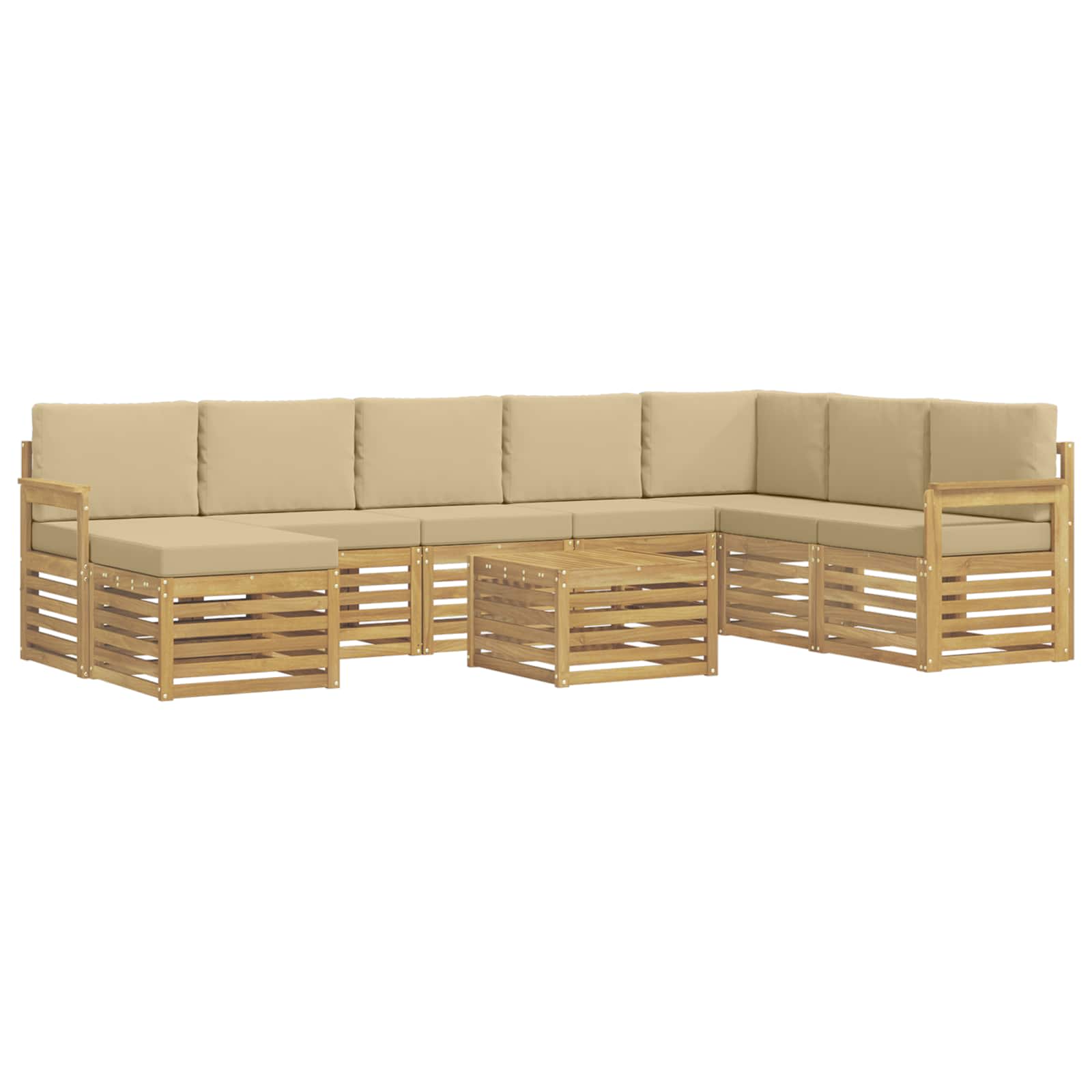 Buiten bankenset 7 pcs Wit en Beige 59 x 59 x 37 cm Polyester – afbeelding 2