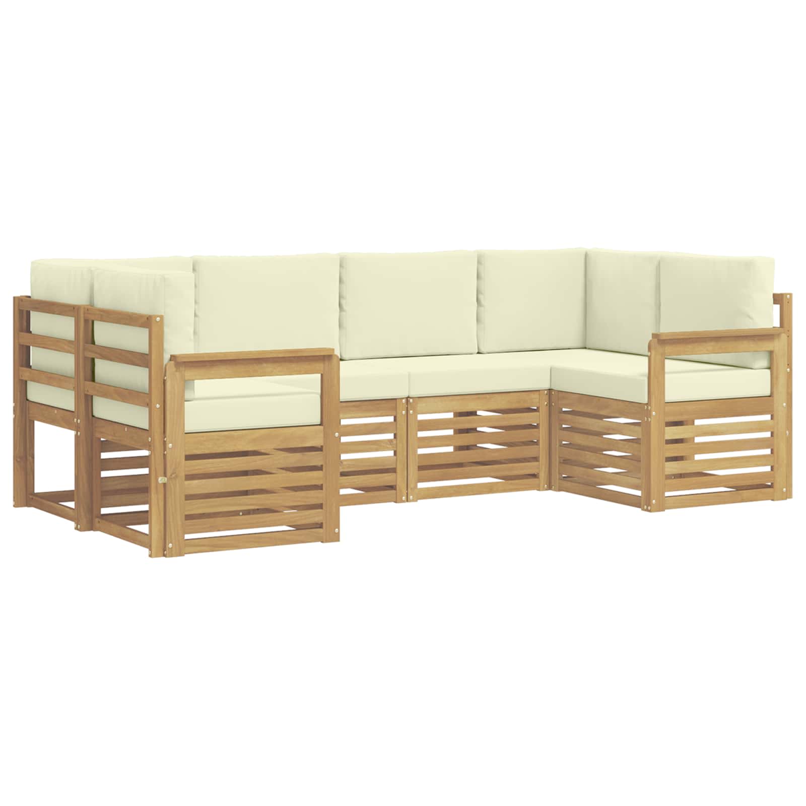 Buiten bankenset 5 pcs Wit en Crème 245 x 128,5 x 73 cm – afbeelding 2