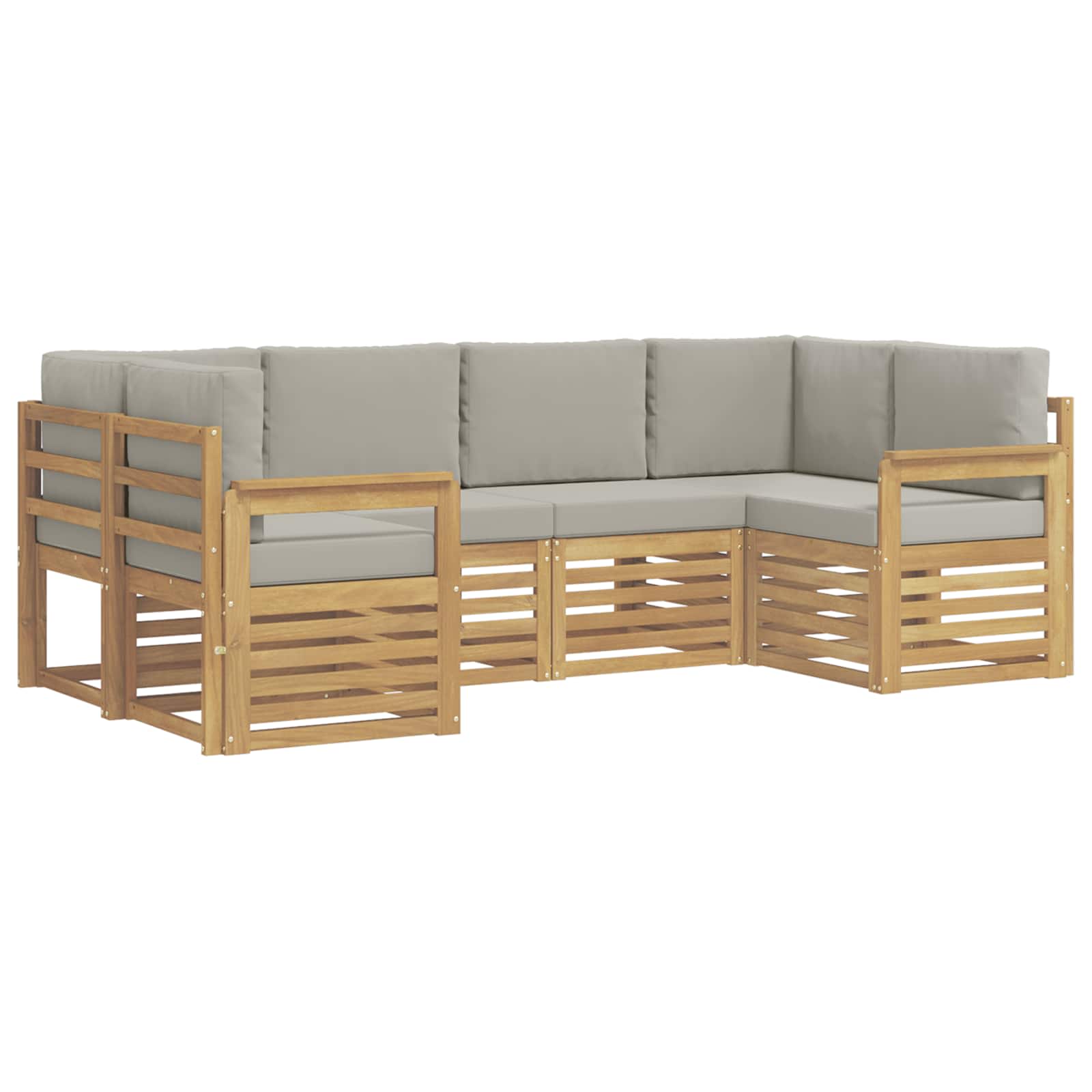 Buiten bankenset 5 pcs Wit en Lichtgrijs 245 x 128,5 x 73 cm – afbeelding 2
