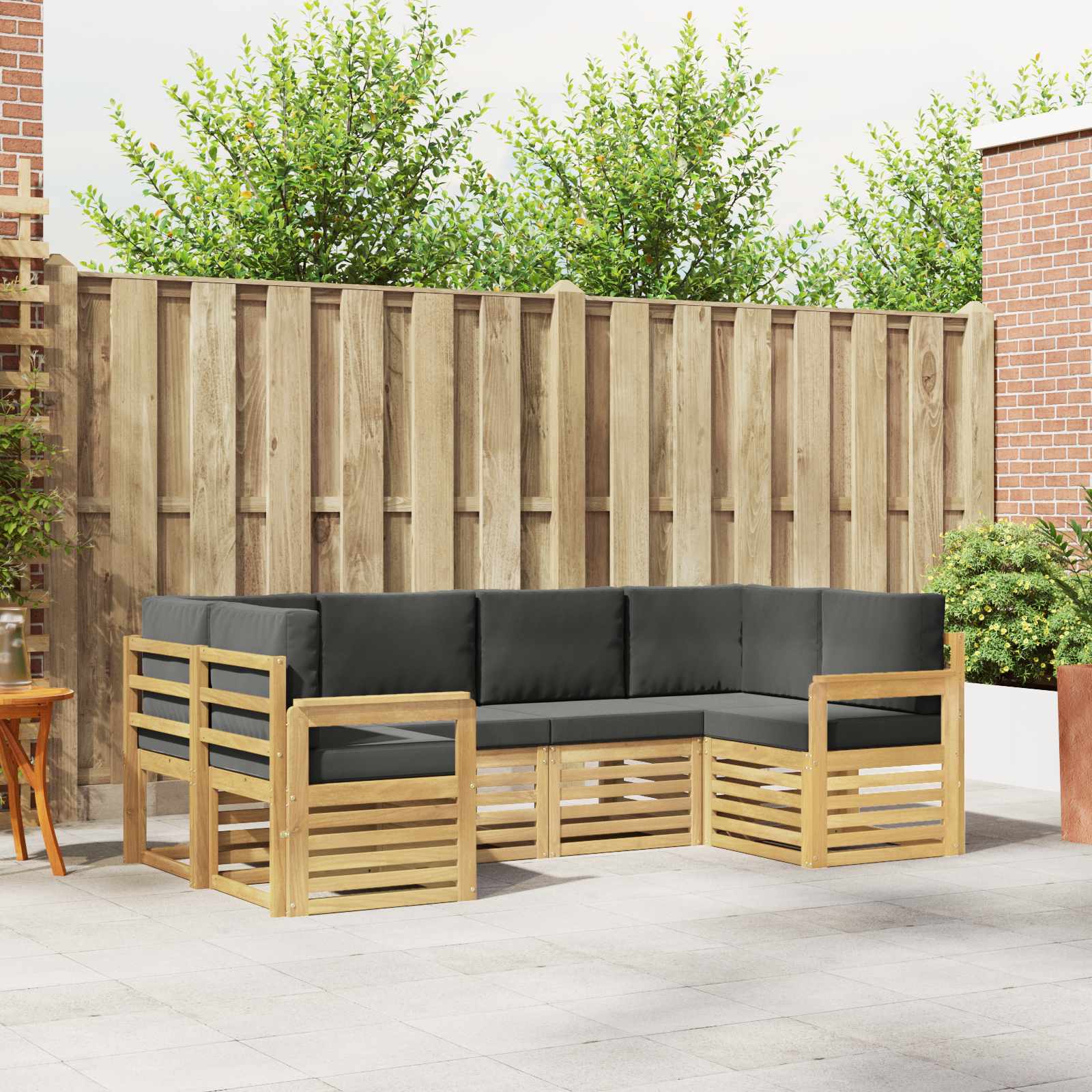 Buiten bankenset 5 pcs Wit en Anthraciet 245 x 128,5 x 73 cm – afbeelding 1