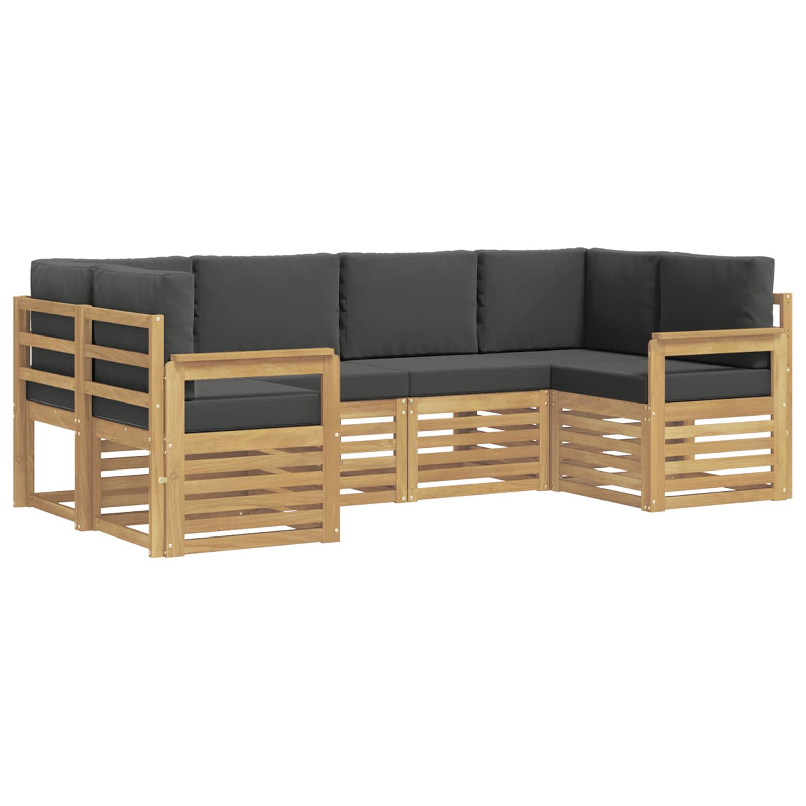 Buiten bankenset 5 pcs Wit en Anthraciet 245 x 128,5 x 73 cm – afbeelding 2