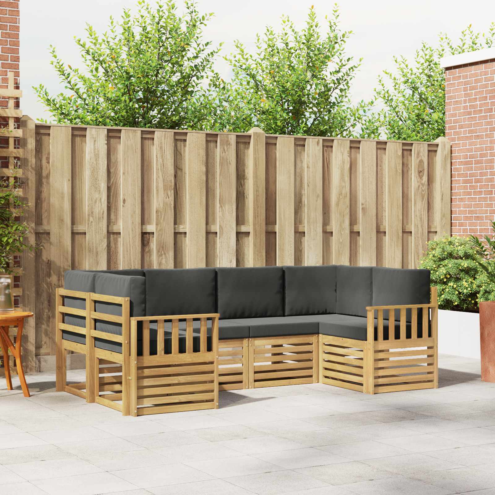 Buiten bankenset 5 pcs Wit en Anthraciet 245 x 128,5 x 73 cm – afbeelding 1