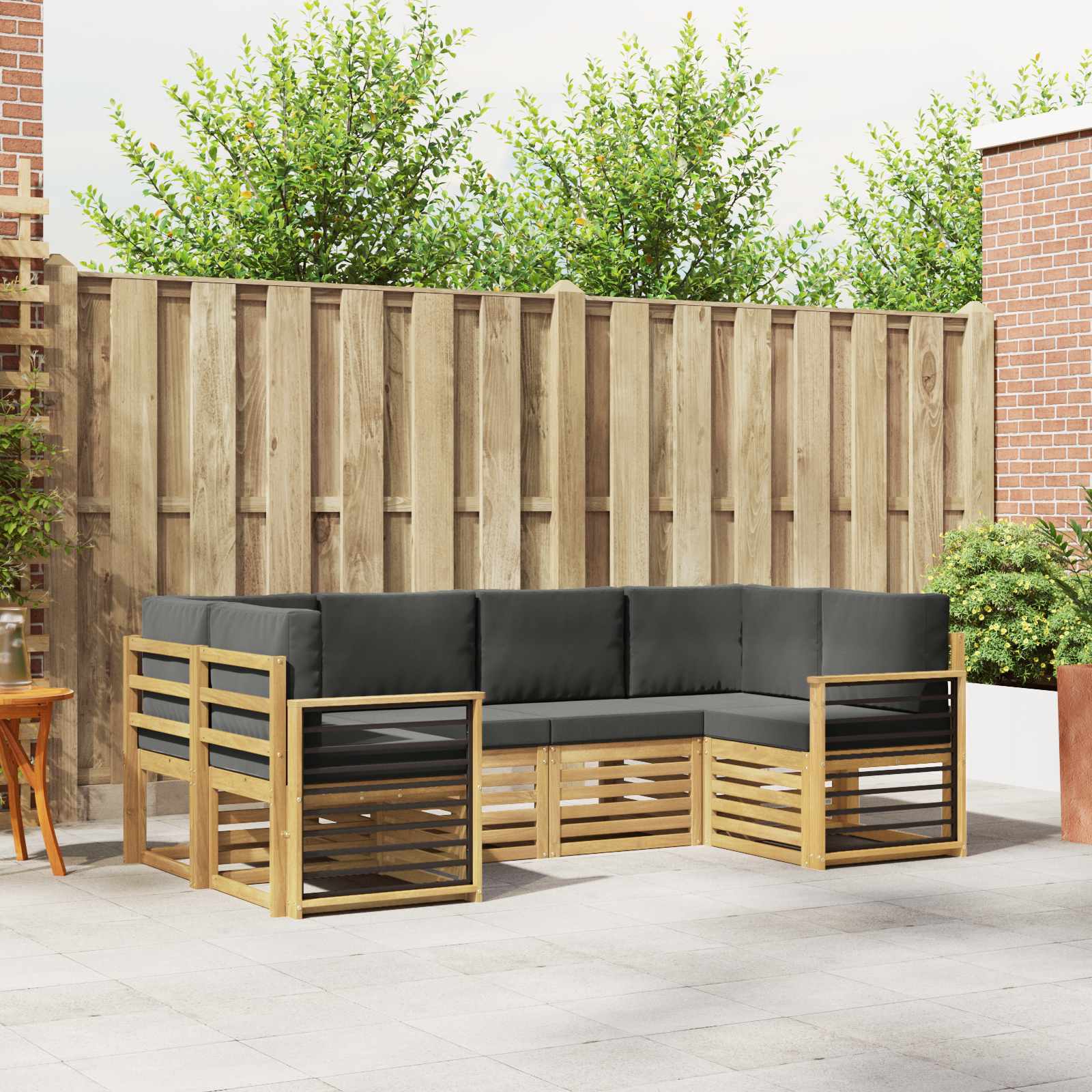 Hoekbank Set 6 pcs Wit en antracietkleurig 245 x 128,5 x 73 cm – afbeelding 1